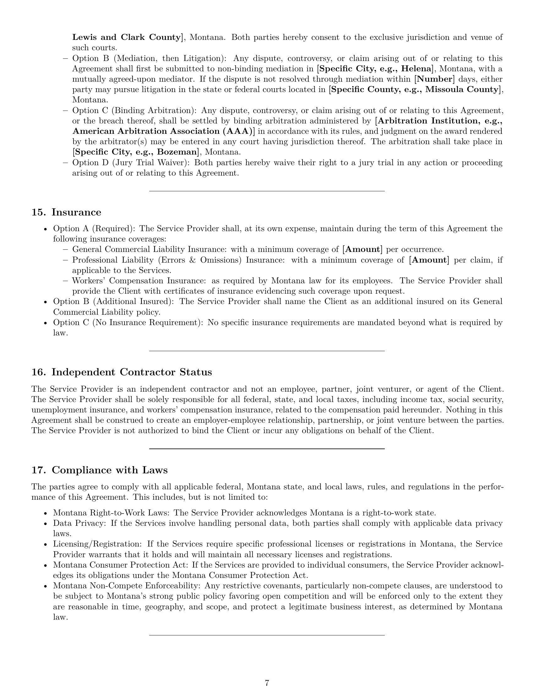 Preview page 7 of Pro Montana service contract template
