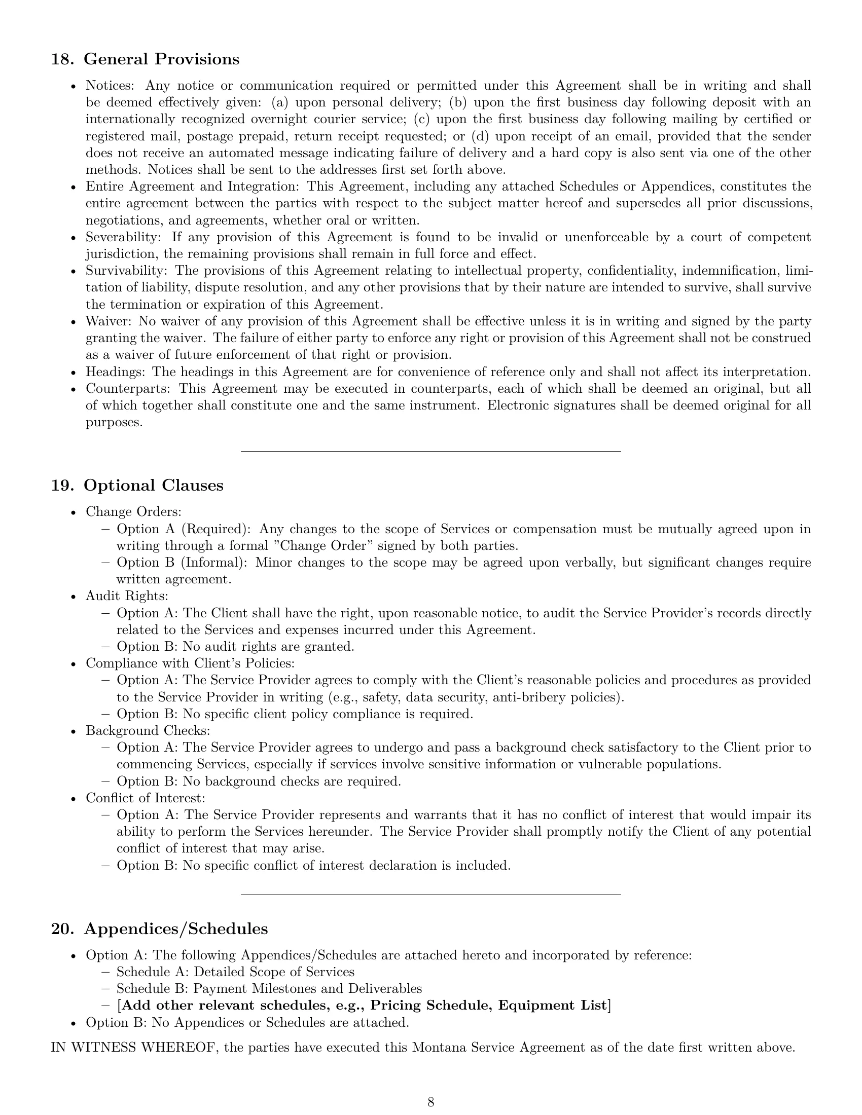 Preview page 8 of Pro Montana service contract template