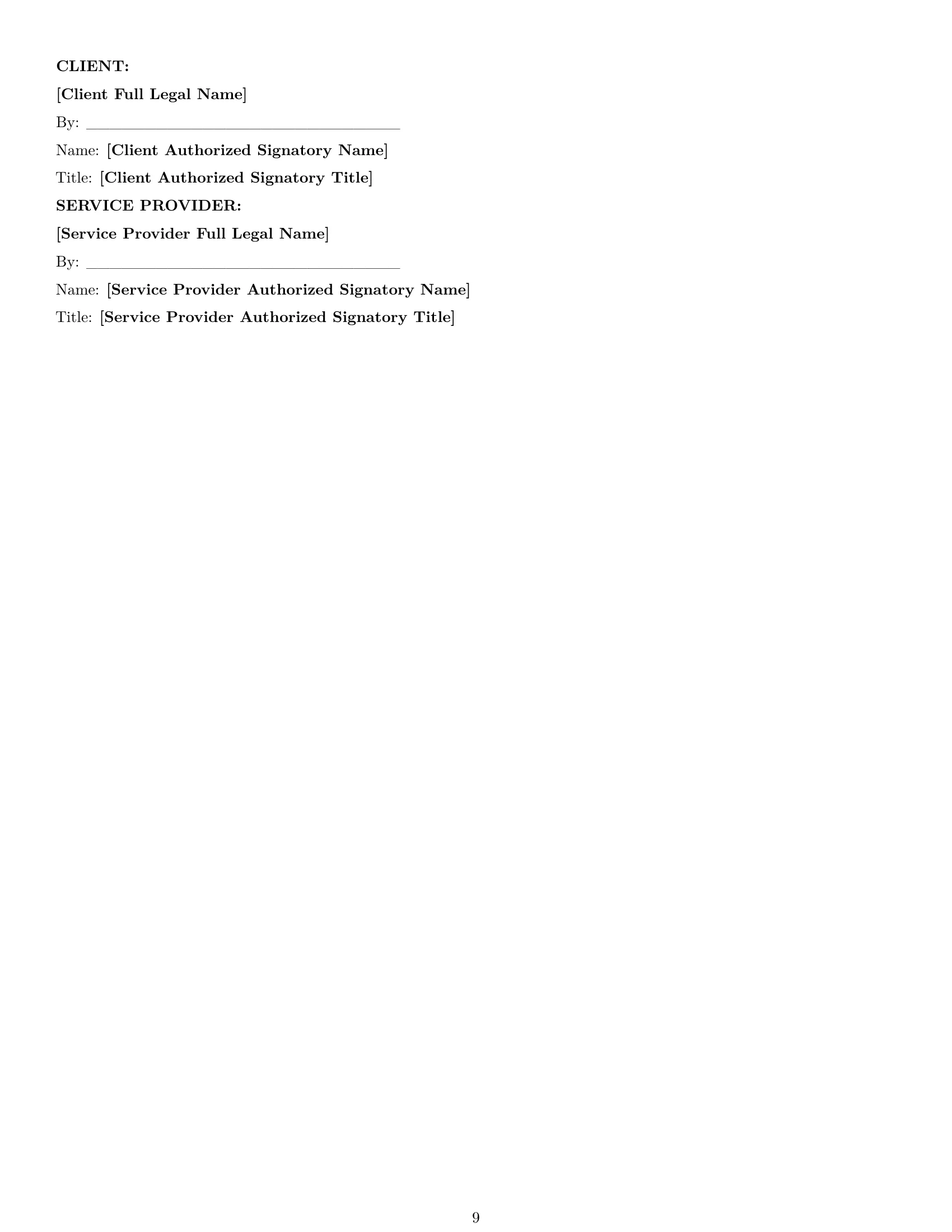 Preview page 9 of Pro Montana service contract template