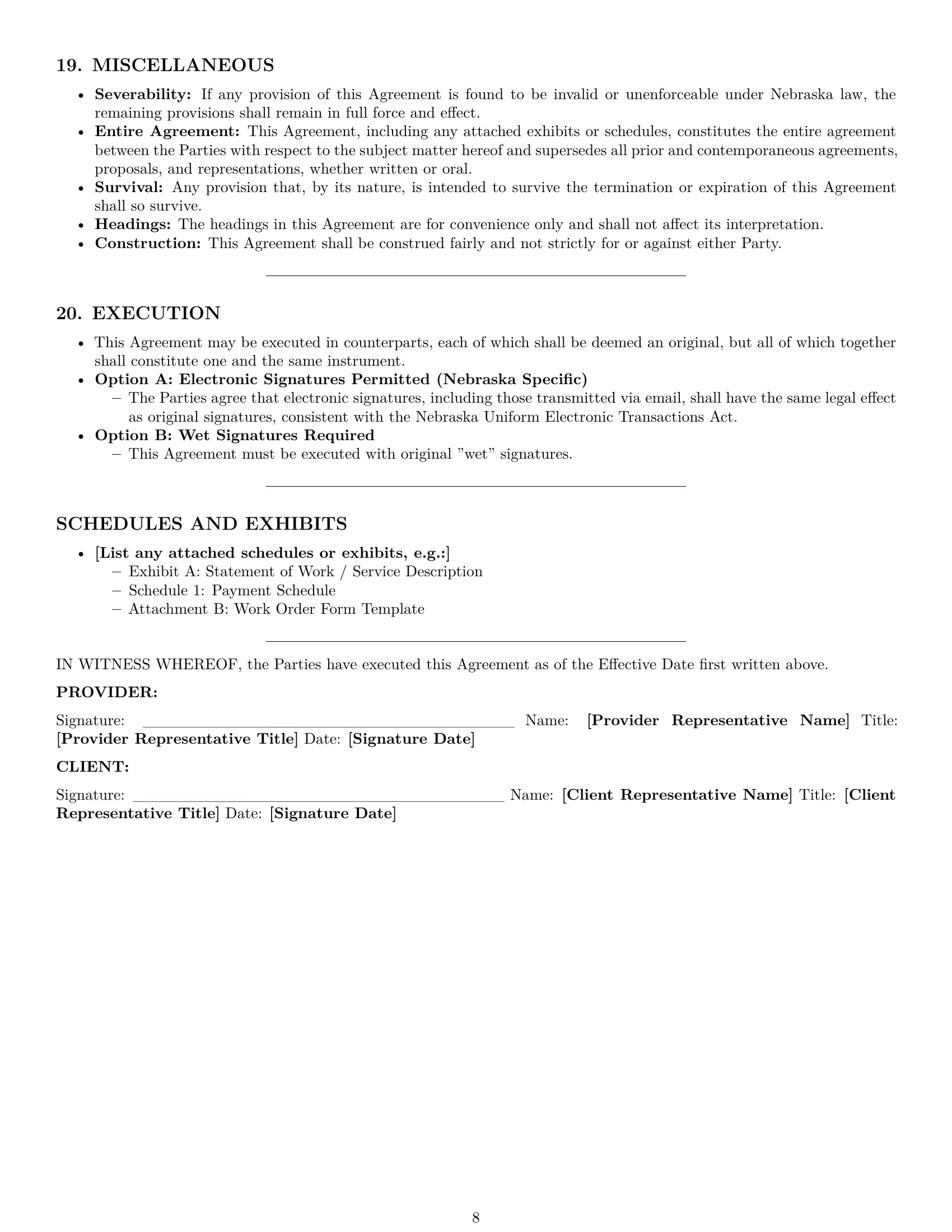 Preview page 8 of Pro Nebraska service contract template