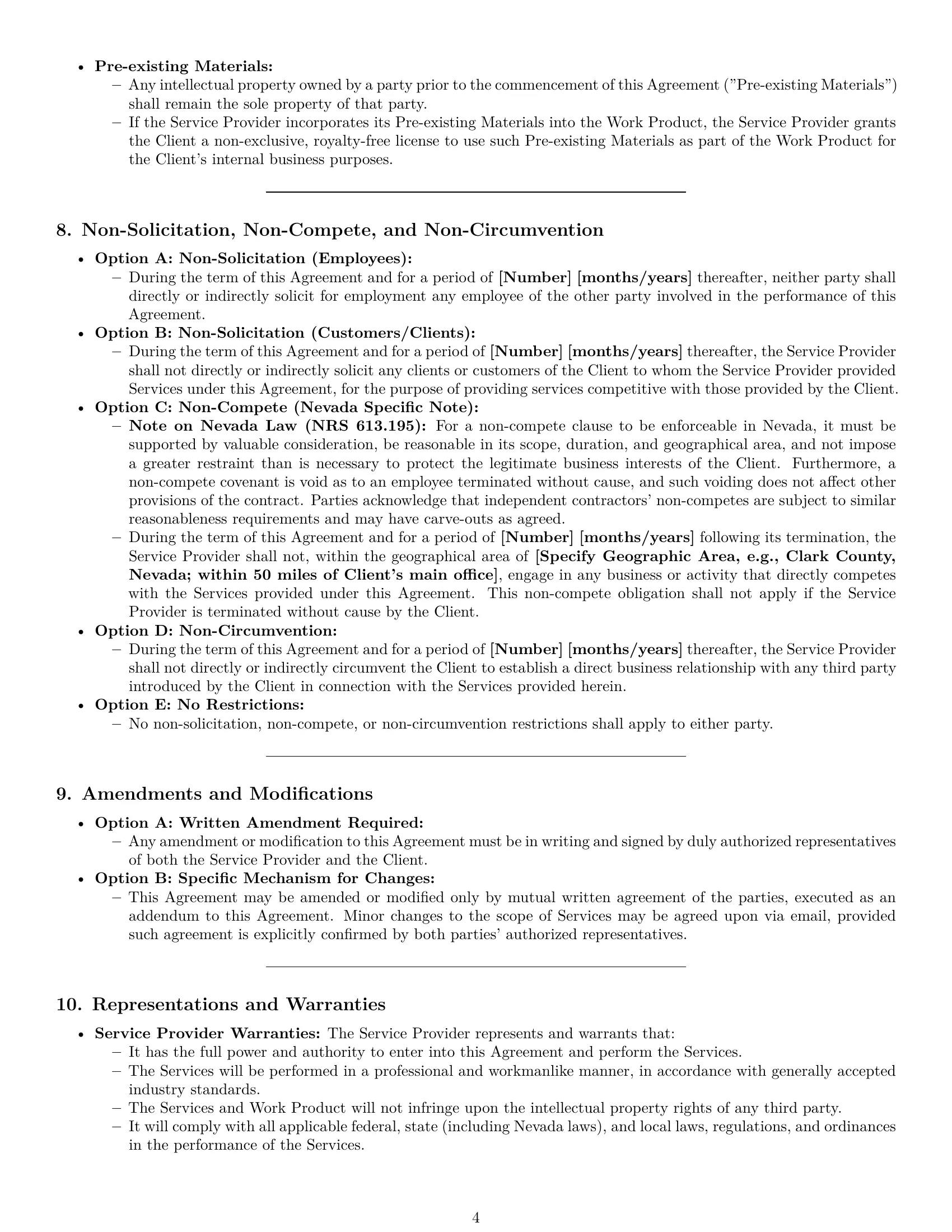 Preview page 4 of Pro Nevada service contract template