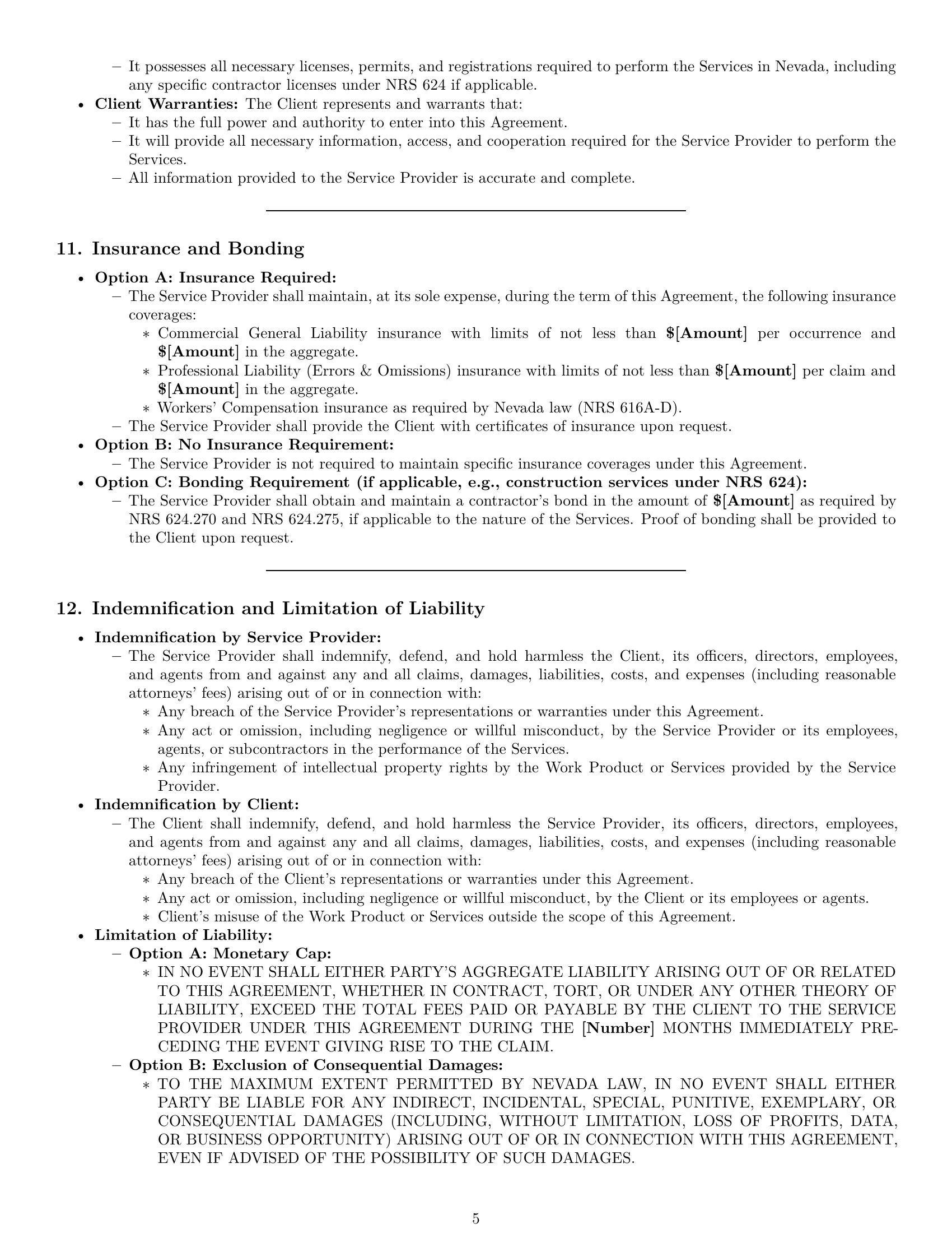 Preview page 5 of Pro Nevada service contract template