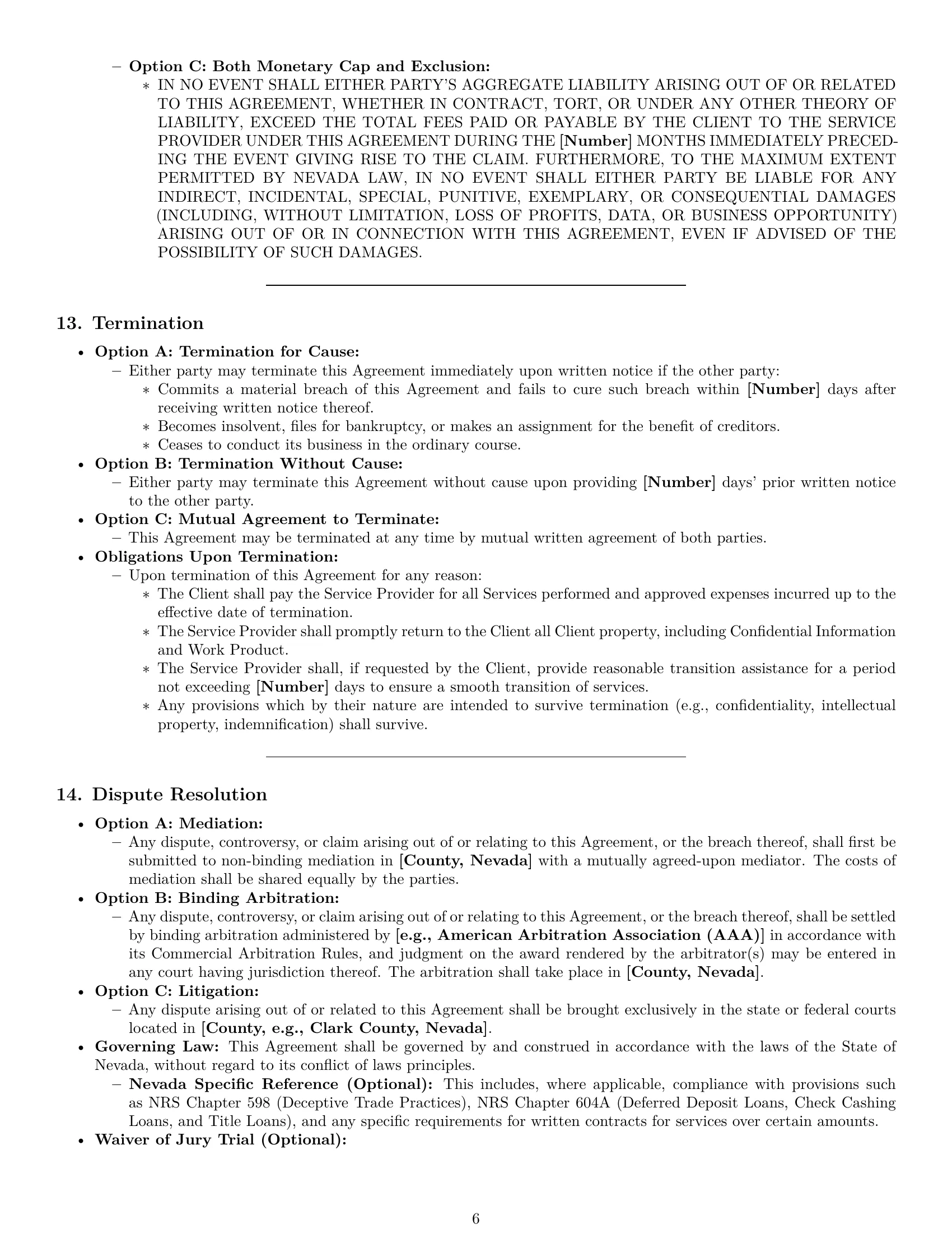 Preview page 6 of Pro Nevada service contract template