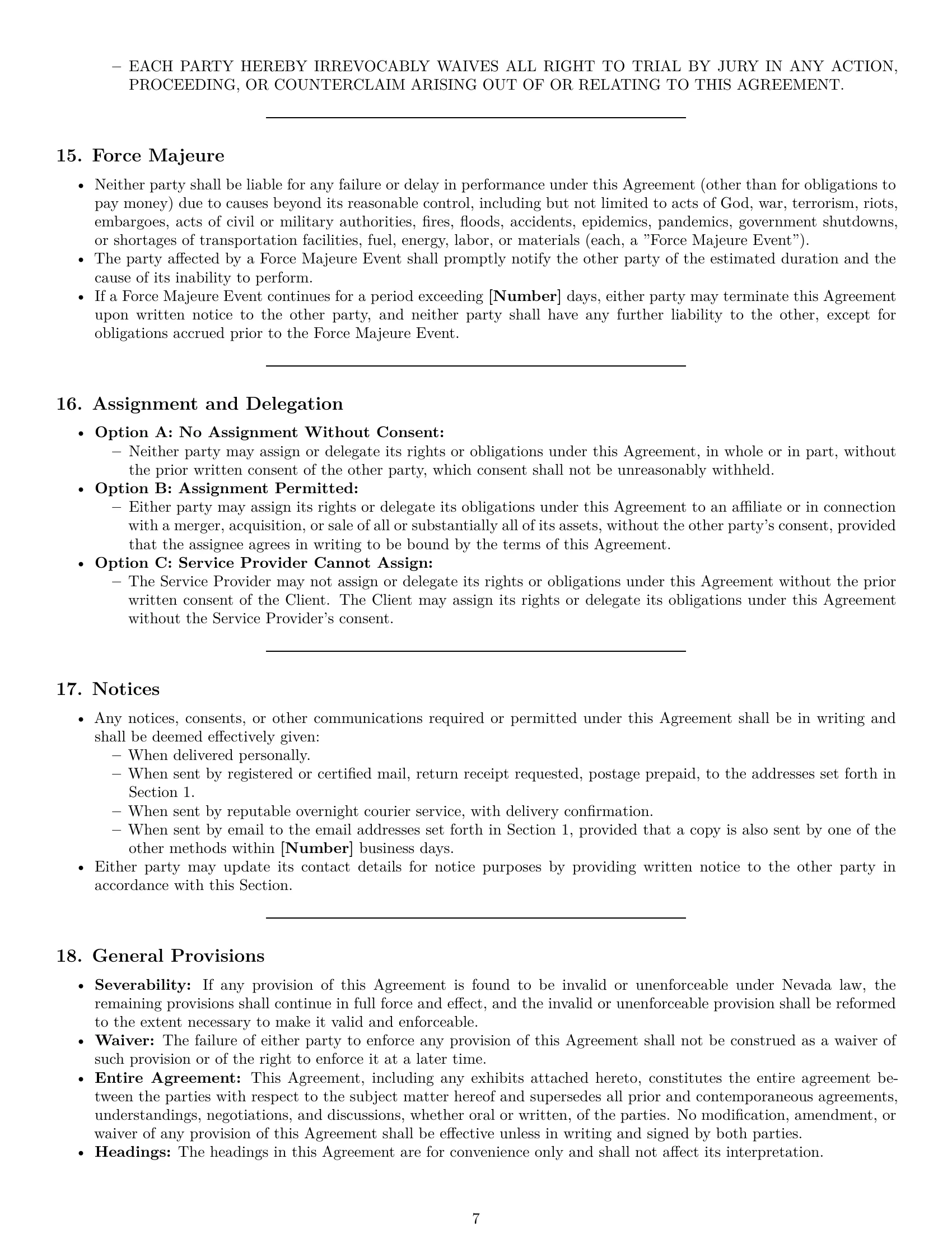 Preview page 7 of Pro Nevada service contract template