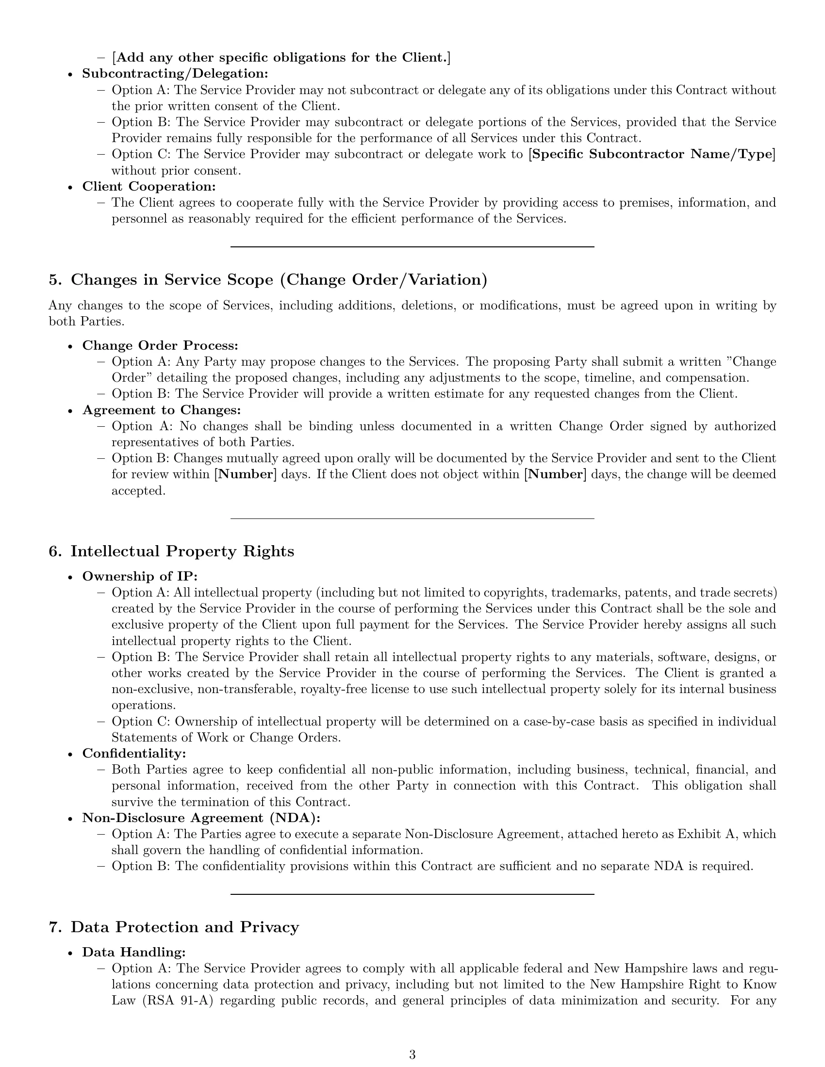 Preview page 3 of Pro New Hampshire service contract template