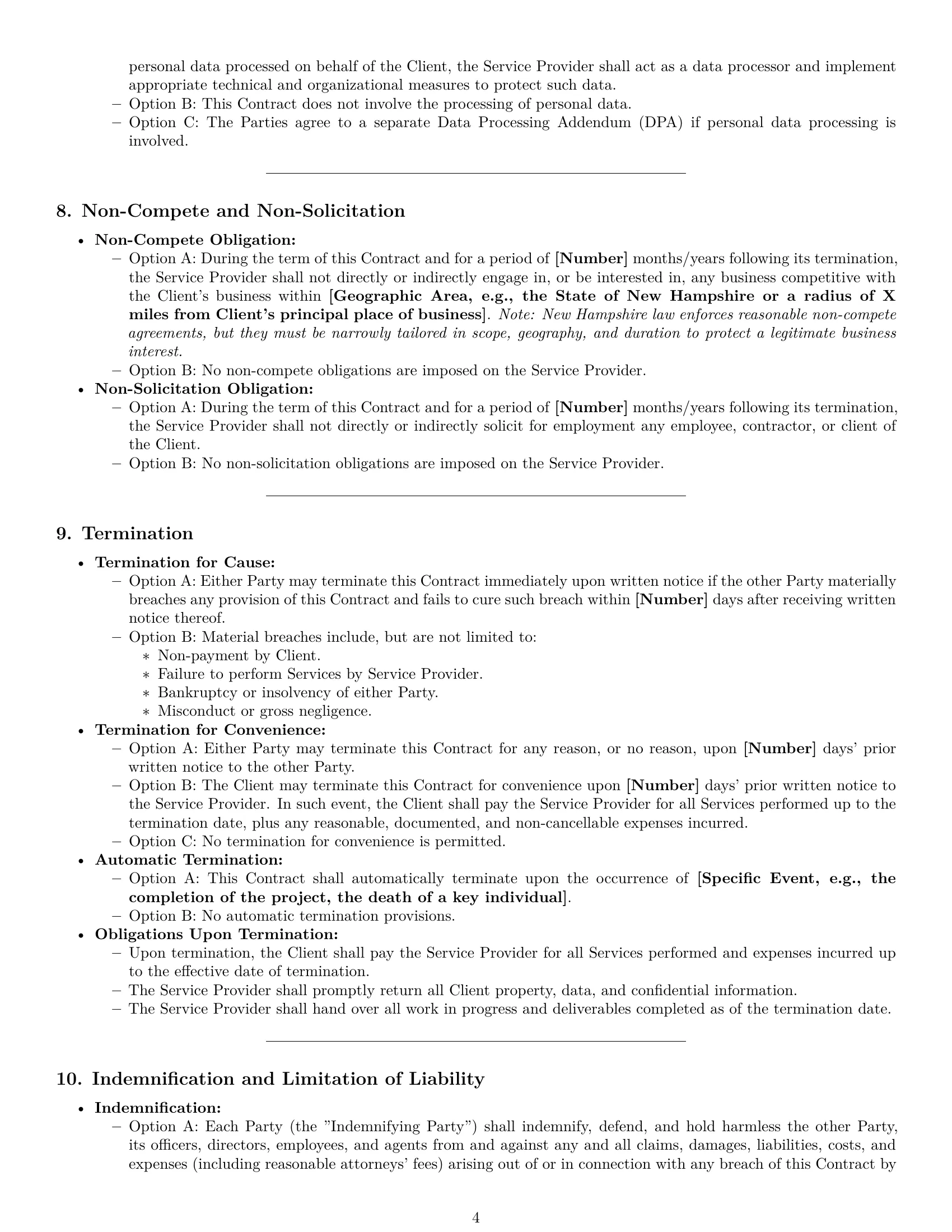 Preview page 4 of Pro New Hampshire service contract template