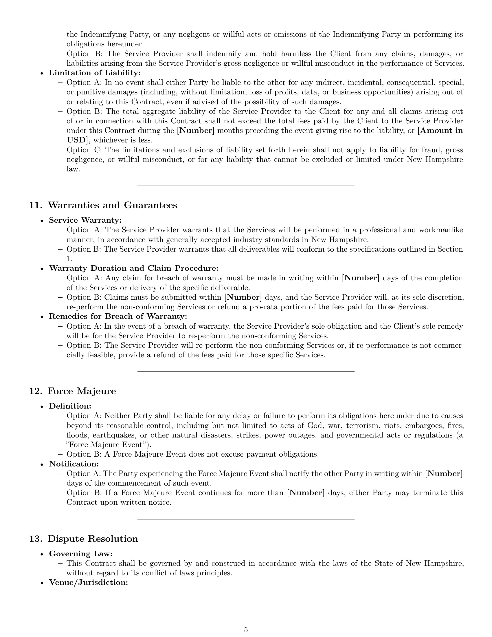 Preview page 5 of Pro New Hampshire service contract template