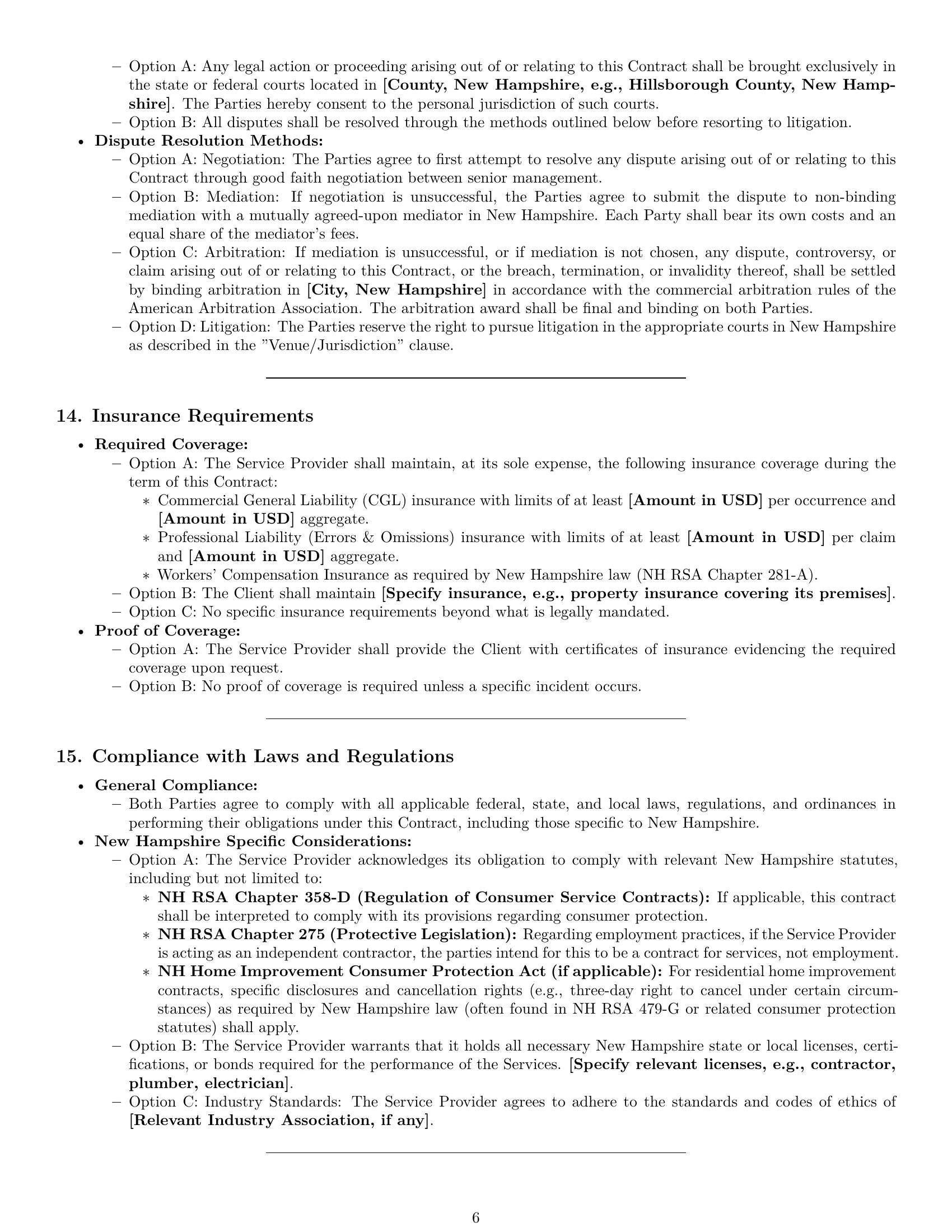 Preview page 6 of Pro New Hampshire service contract template