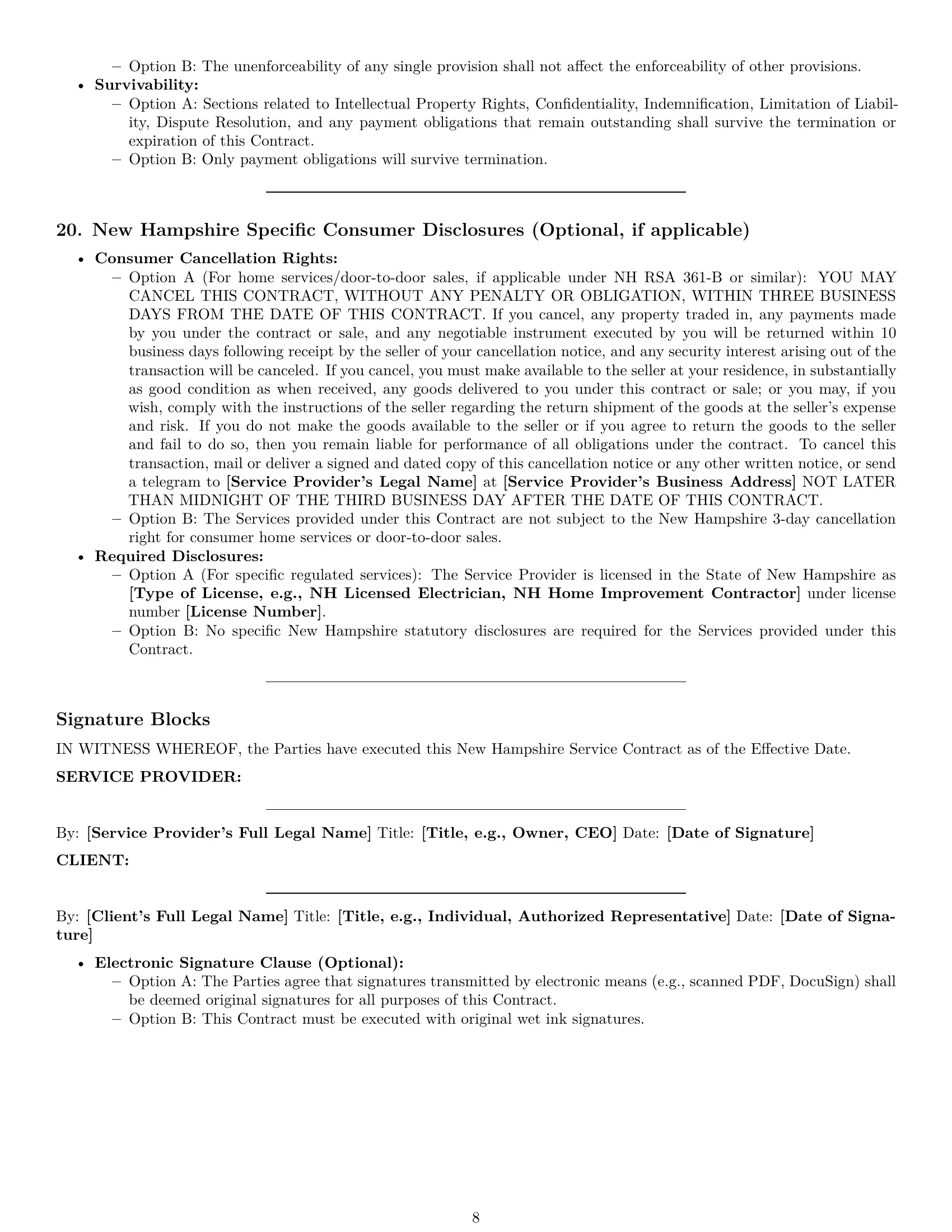 Preview page 8 of Pro New Hampshire service contract template