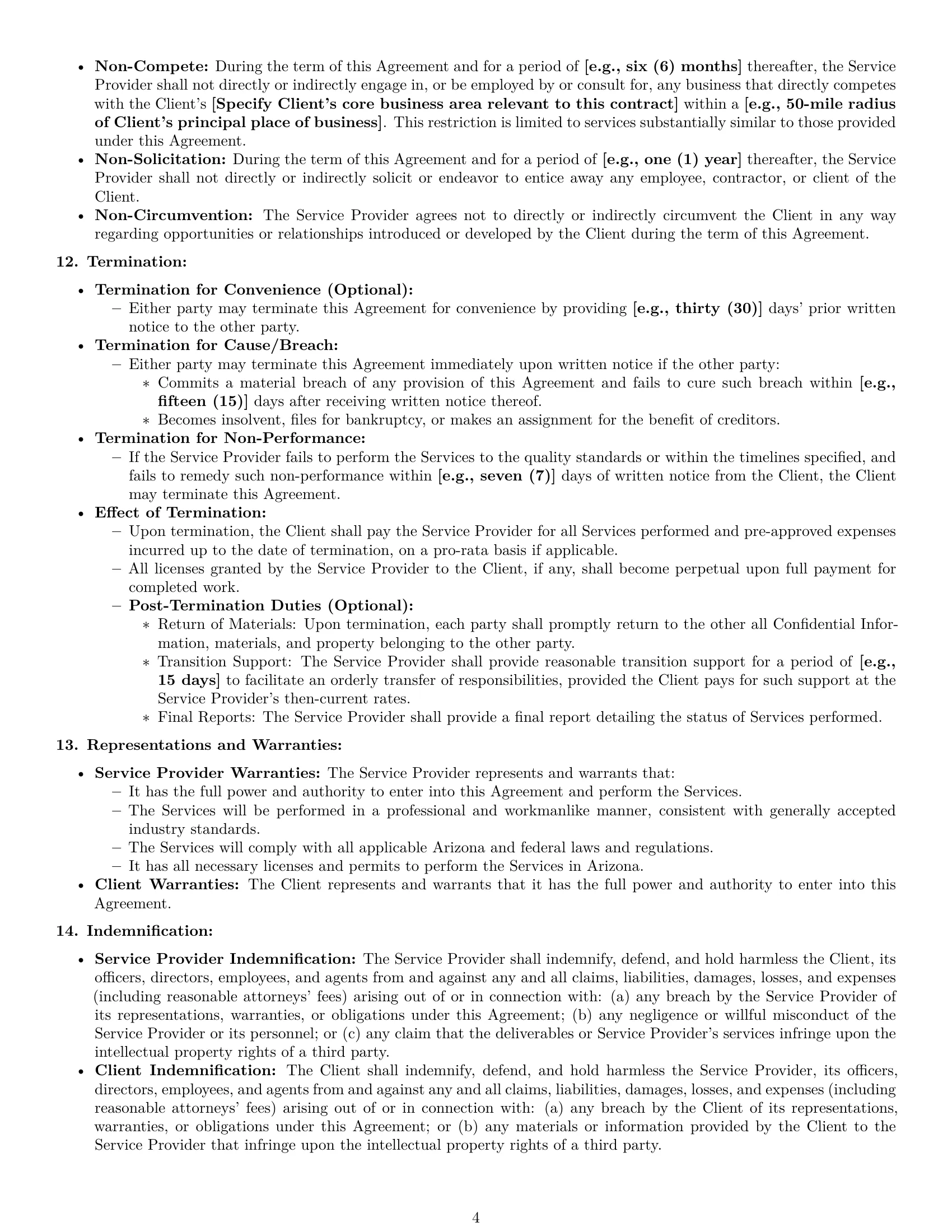Preview page 4 of Pro Arizona service contract template