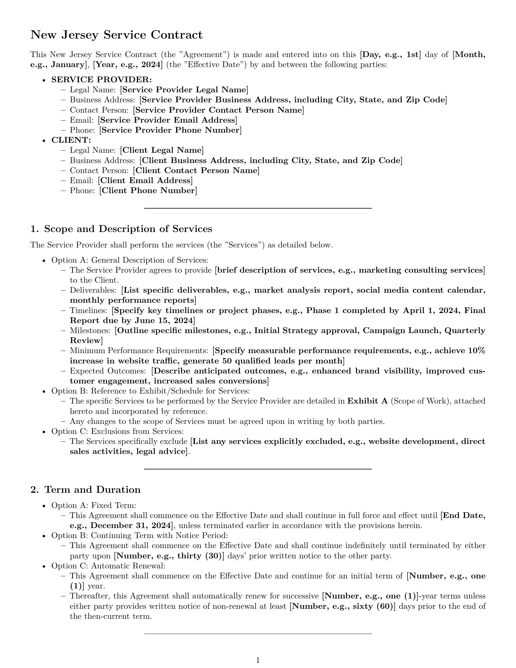 Preview page 1 of Pro New Jersey service contract template