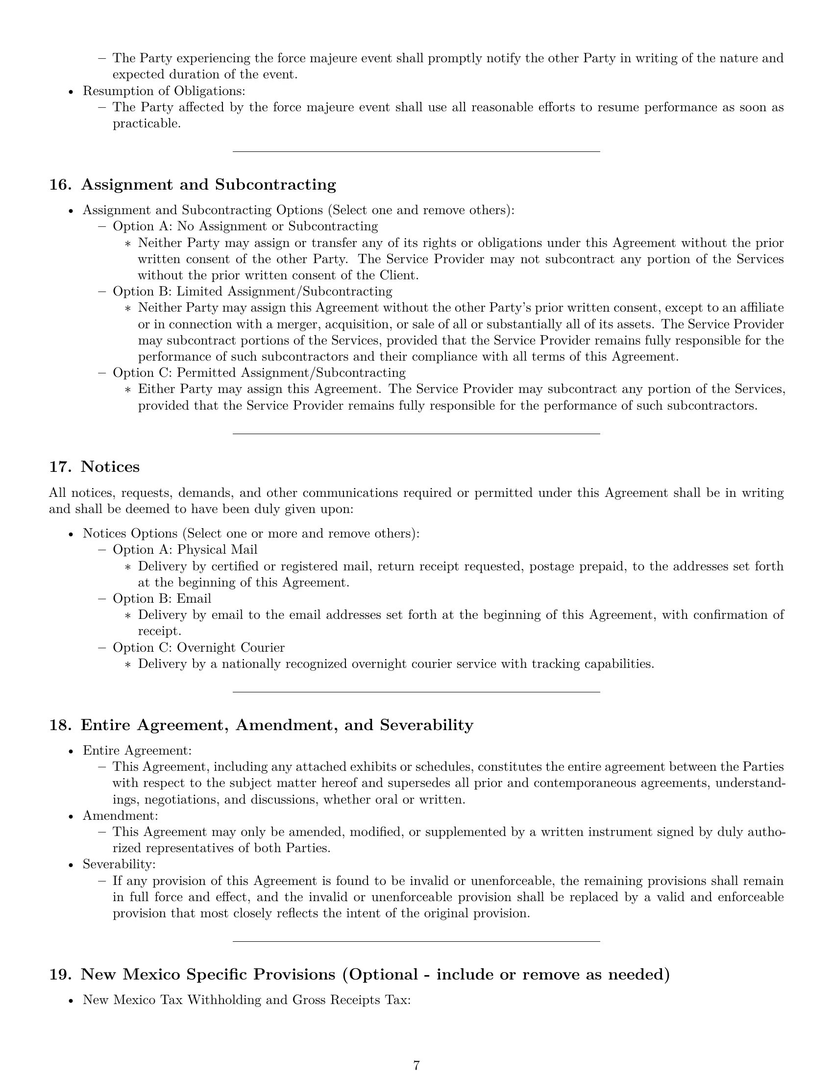 Preview page 7 of Pro New Mexico service contract template
