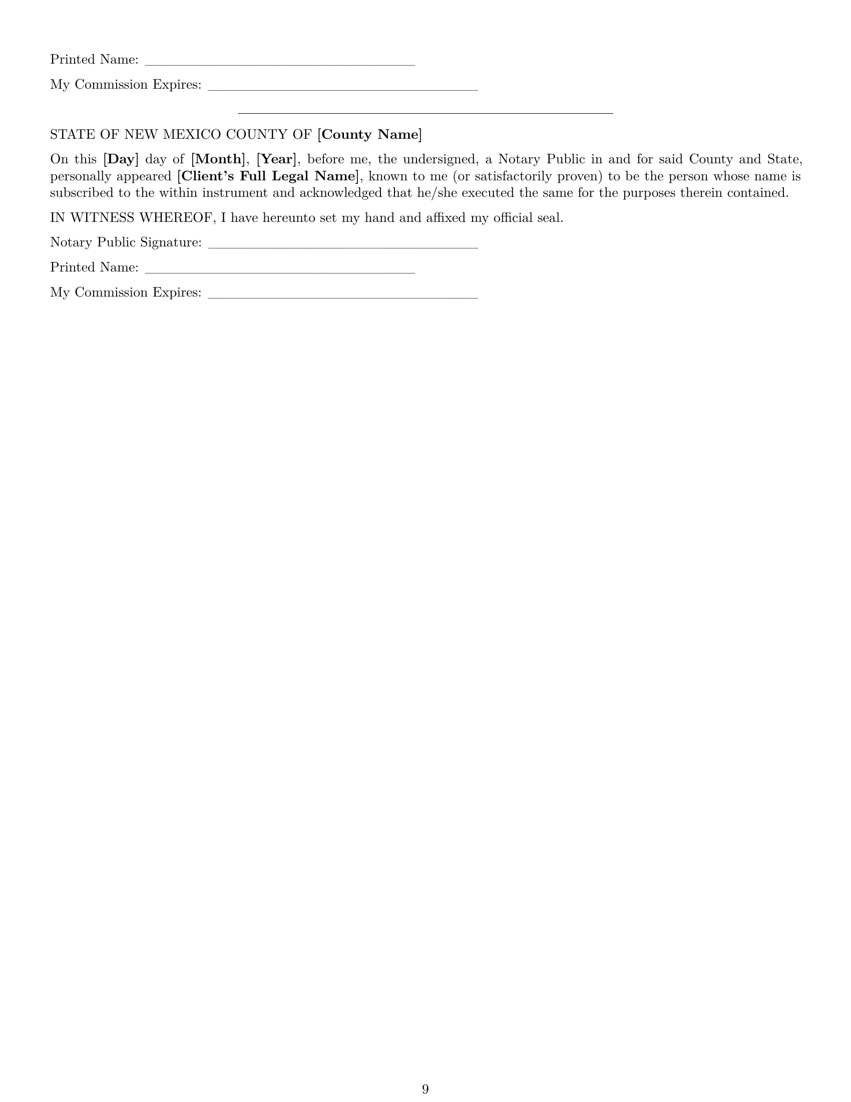 Preview page 9 of Pro New Mexico service contract template