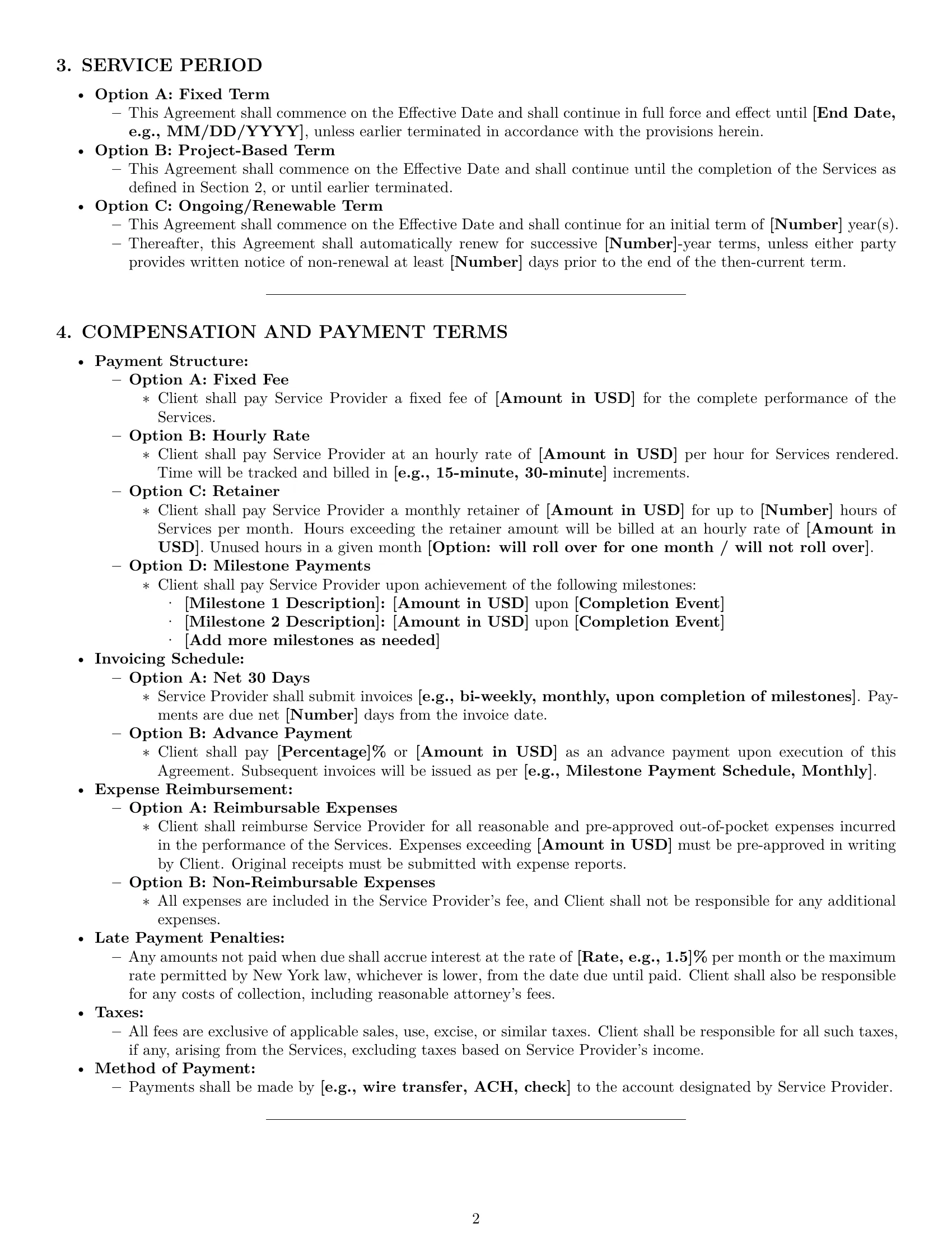 Preview page 2 of Pro New York service contract template