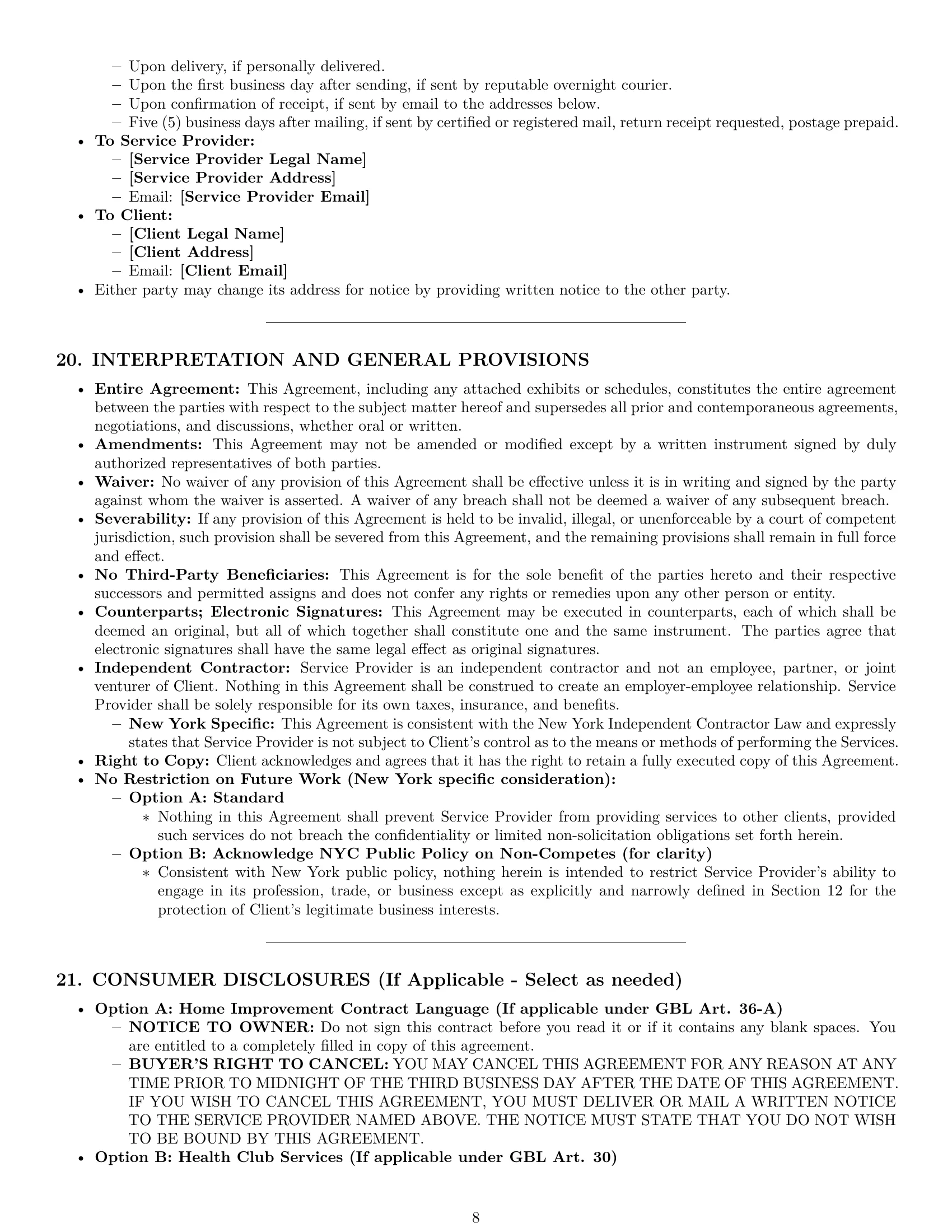 Preview page 8 of Pro New York service contract template