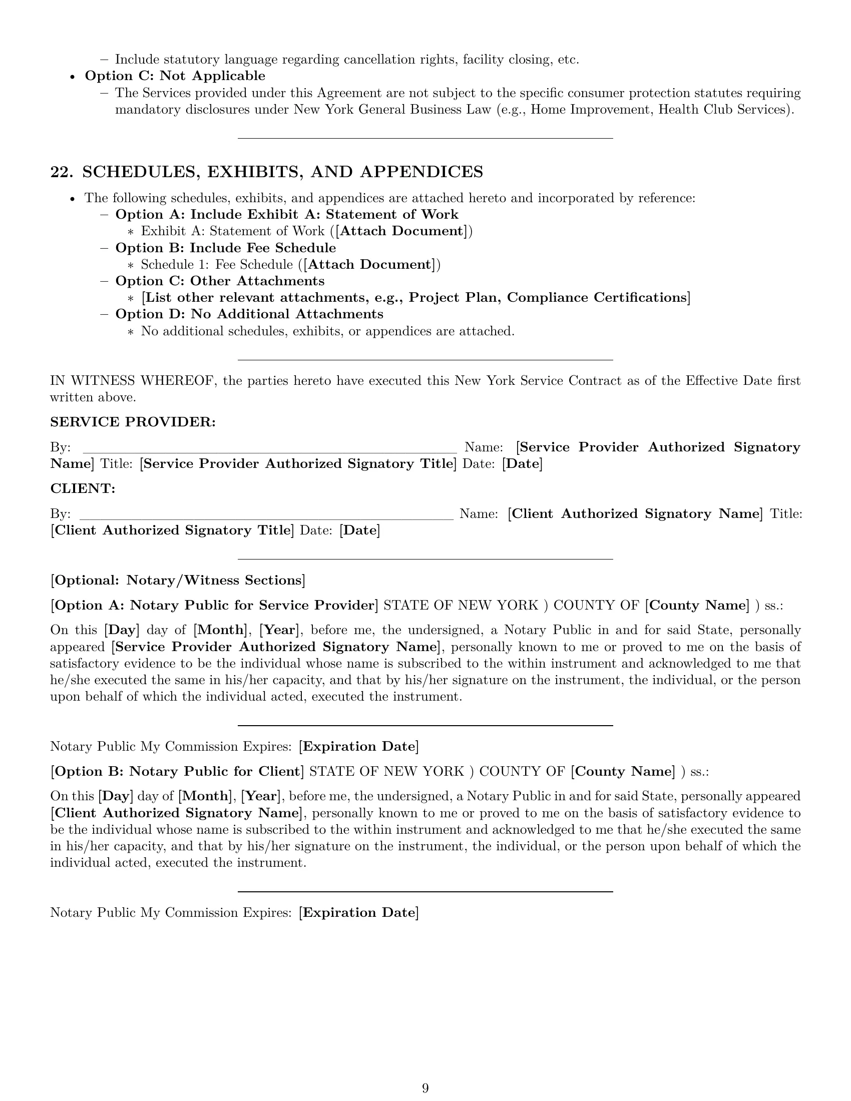 Preview page 9 of Pro New York service contract template
