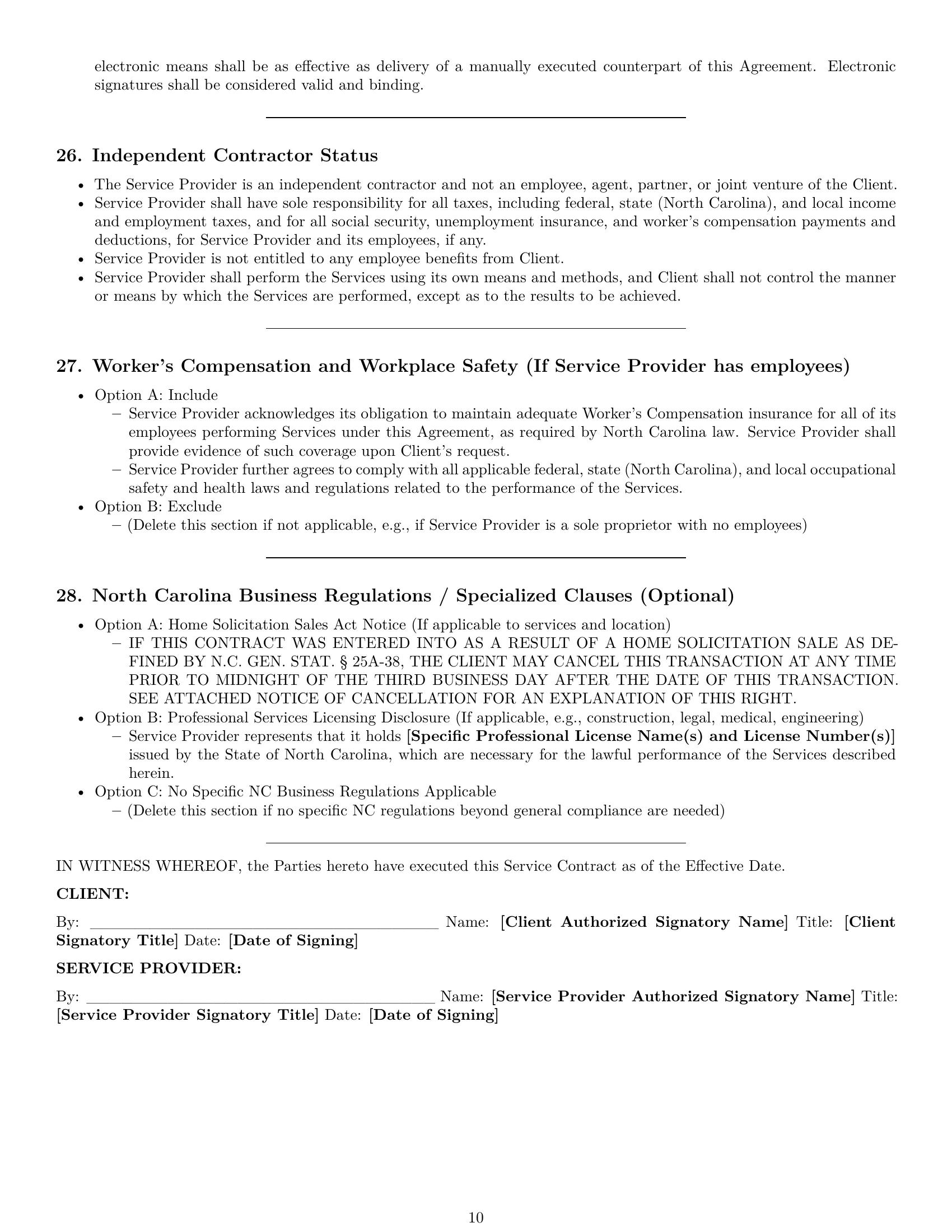 Preview page 10 of Pro North Carolina service contract template