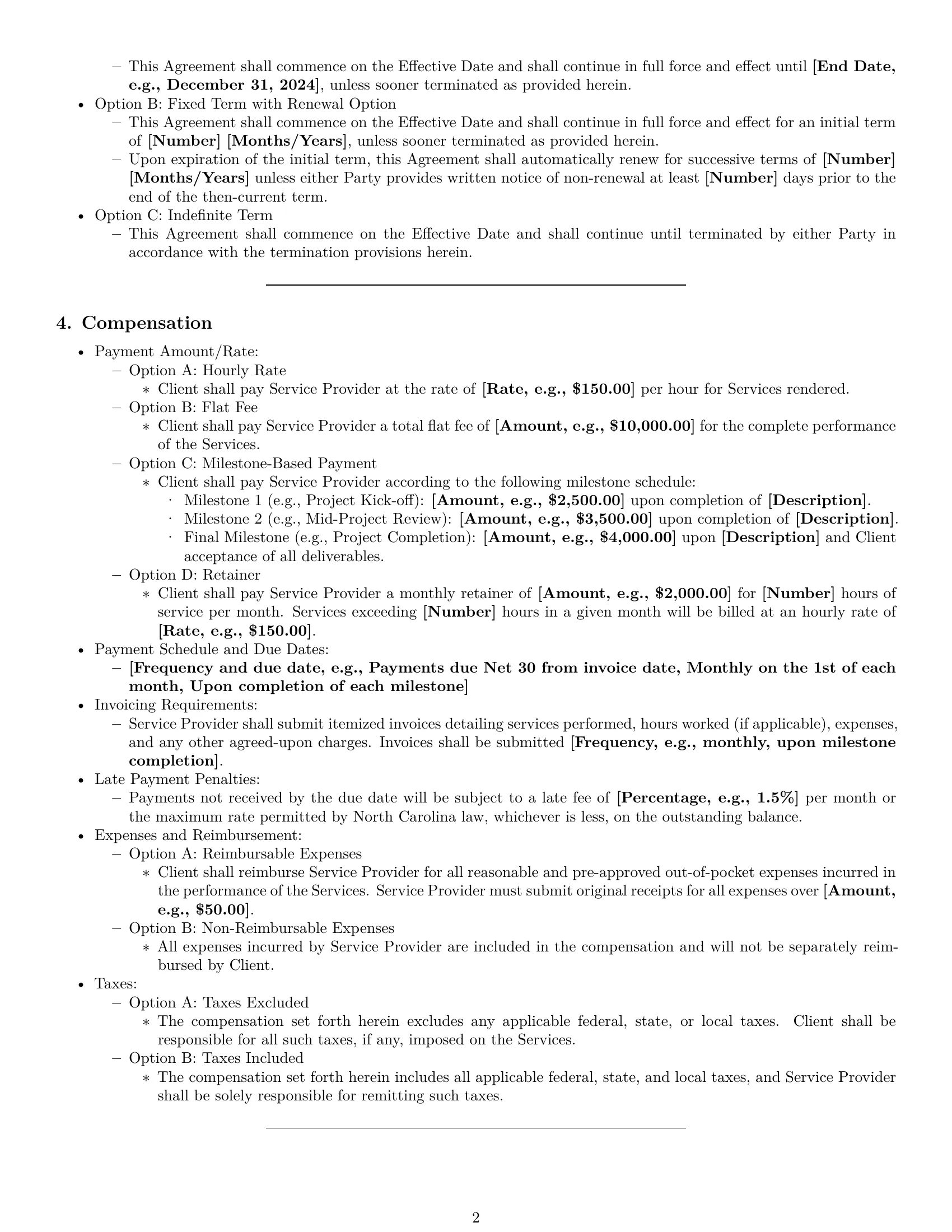 Preview page 2 of Pro North Carolina service contract template