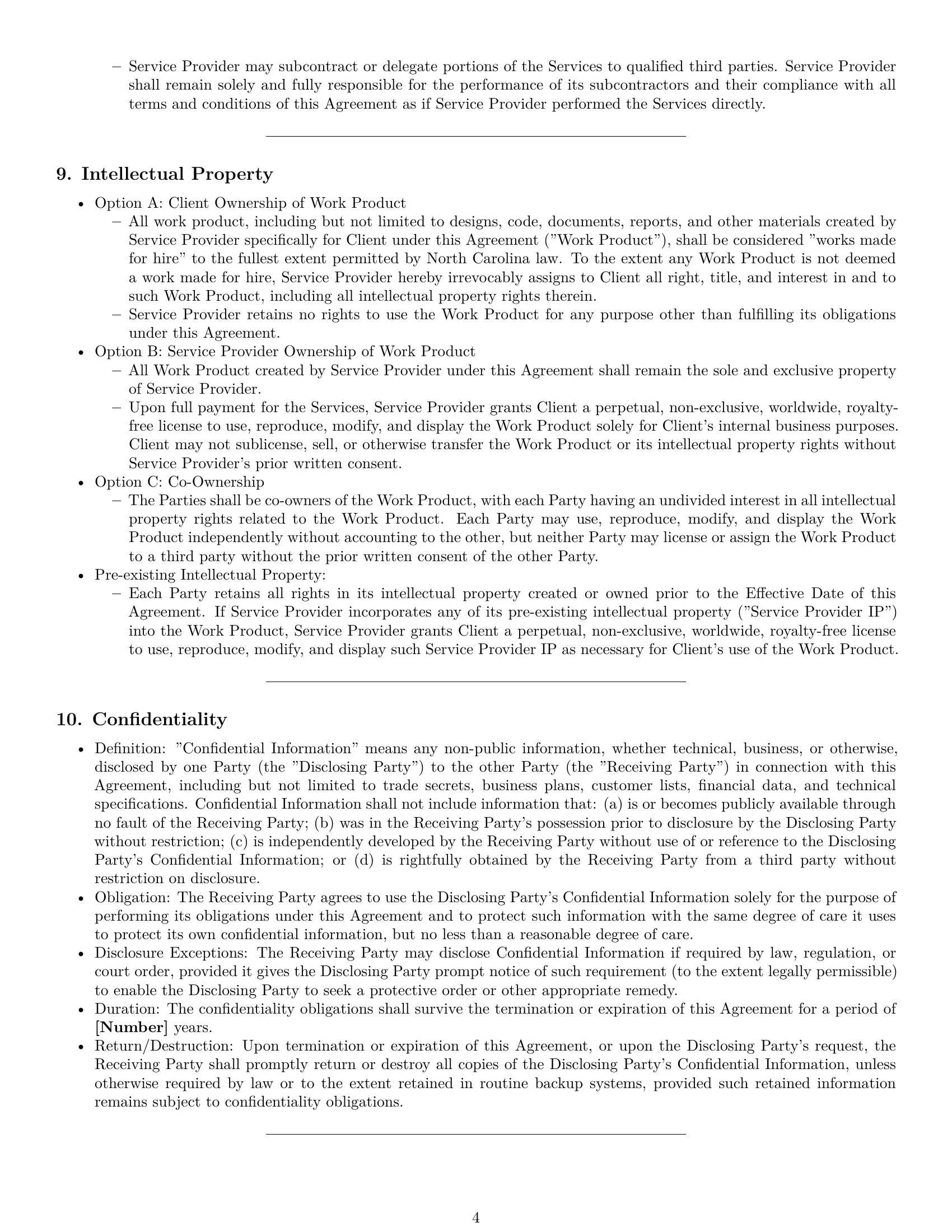 Preview page 4 of Pro North Carolina service contract template