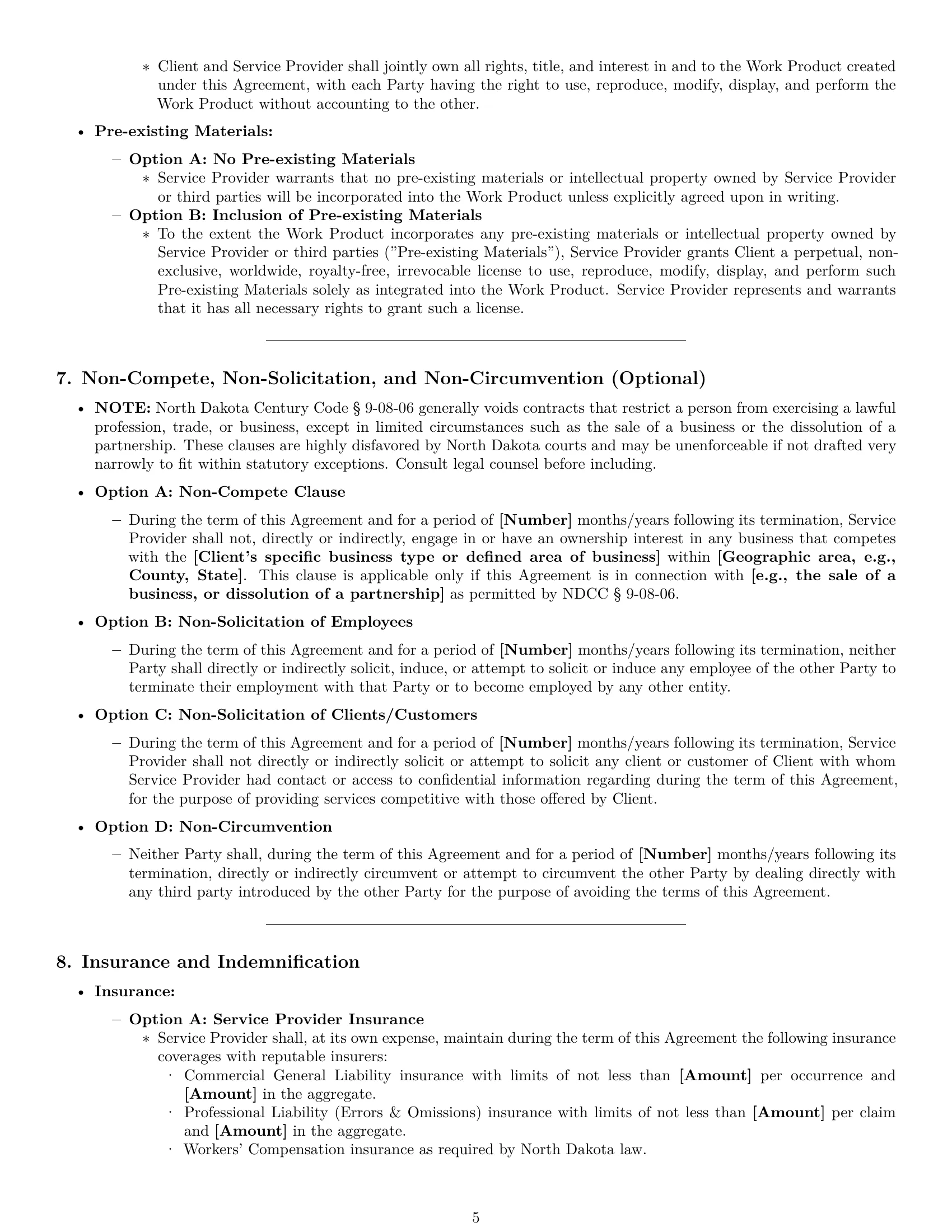 Preview page 5 of Pro North Dakota service contract template