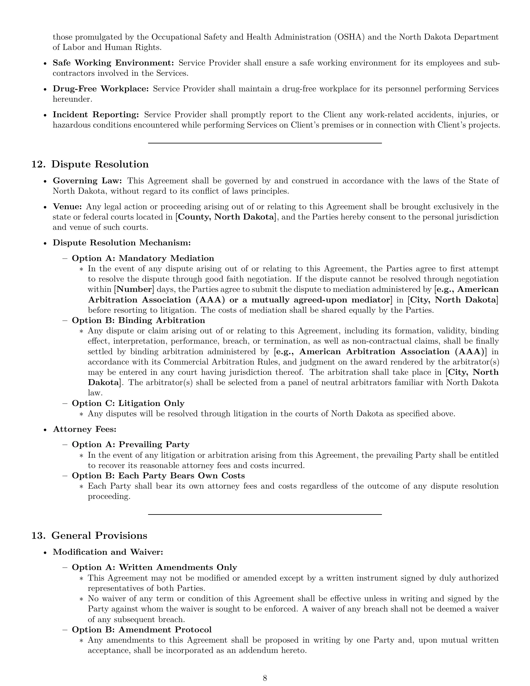 Preview page 8 of Pro North Dakota service contract template