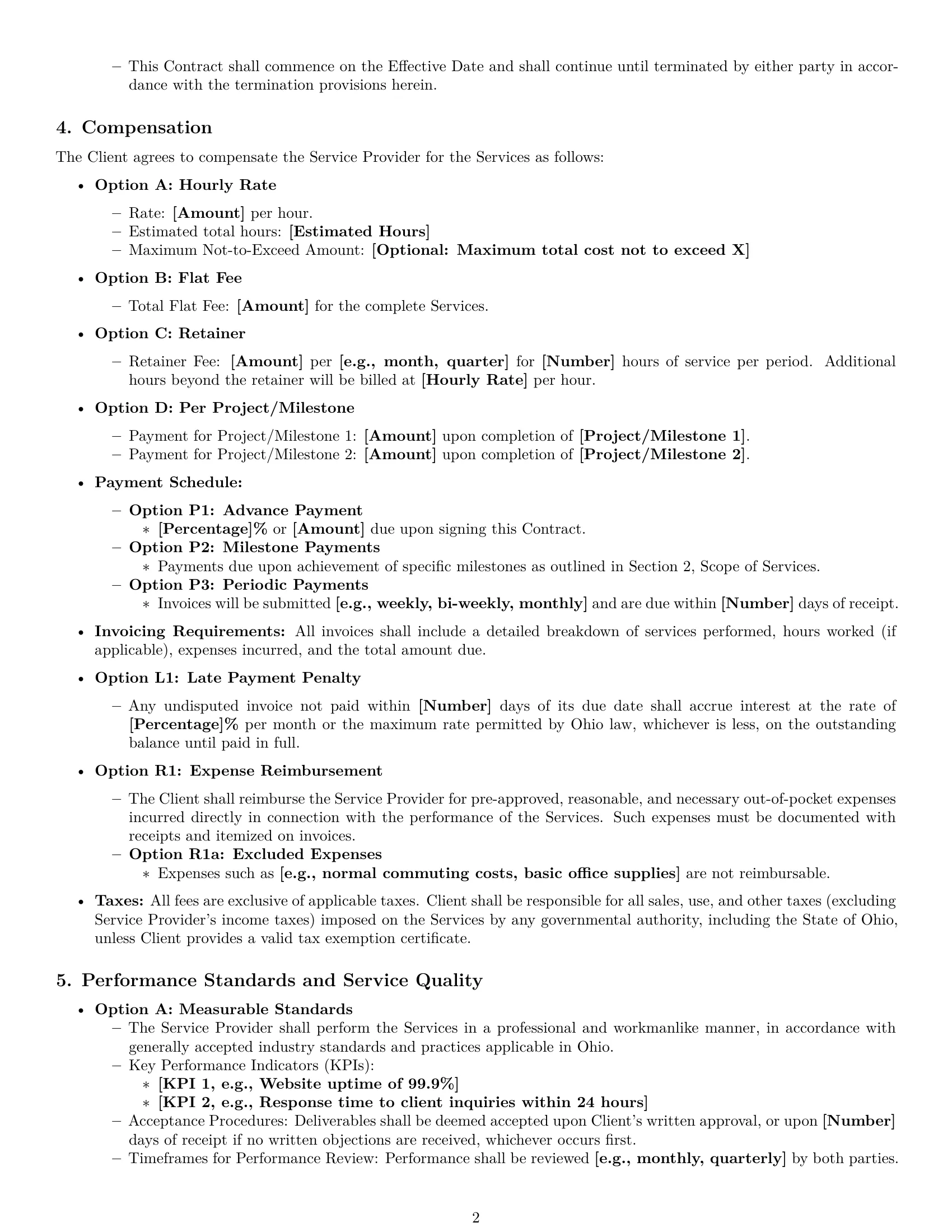 Preview page 2 of Pro Ohio service contract template