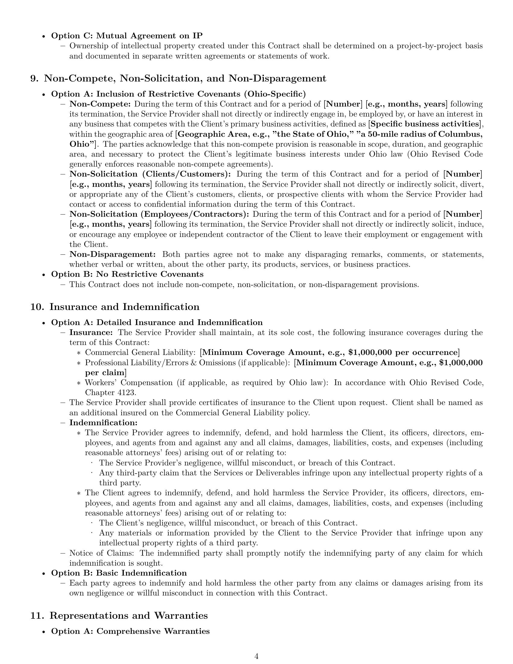 Preview page 4 of Pro Ohio service contract template