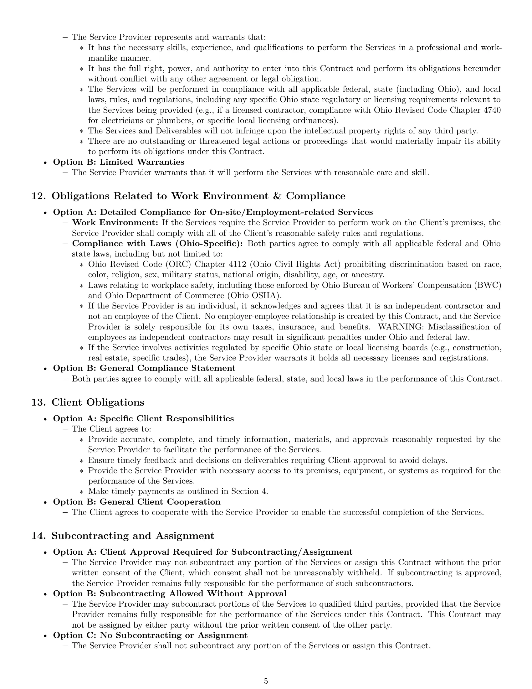 Preview page 5 of Pro Ohio service contract template