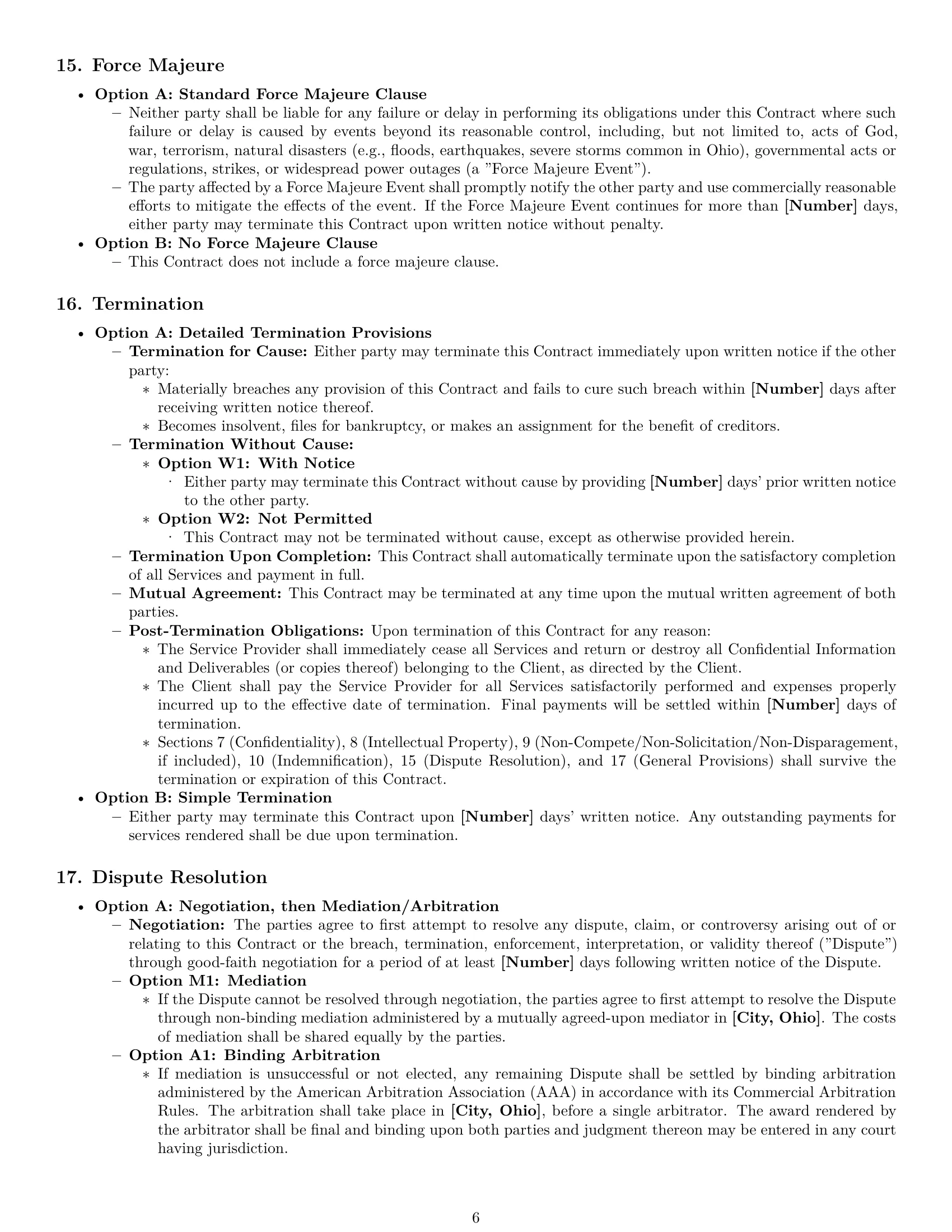 Preview page 6 of Pro Ohio service contract template