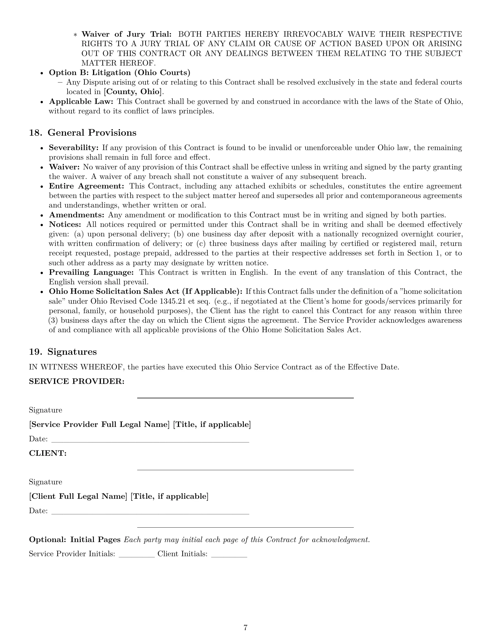 Preview page 7 of Pro Ohio service contract template