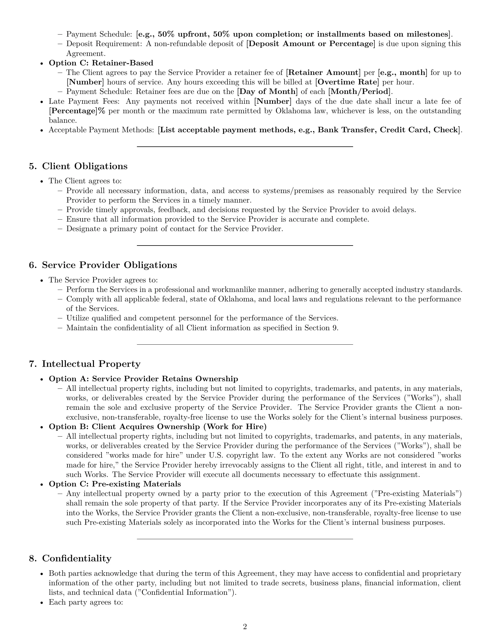 Preview page 2 of Pro Oklahoma service contract template