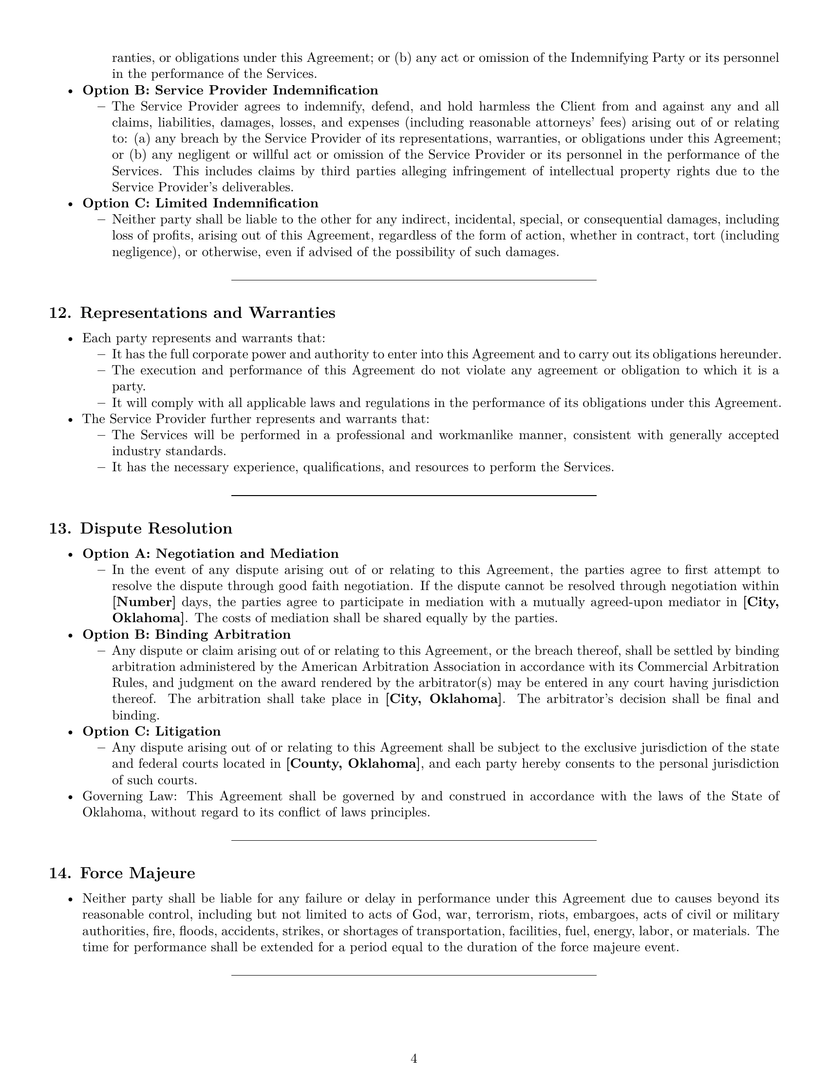 Preview page 4 of Pro Oklahoma service contract template