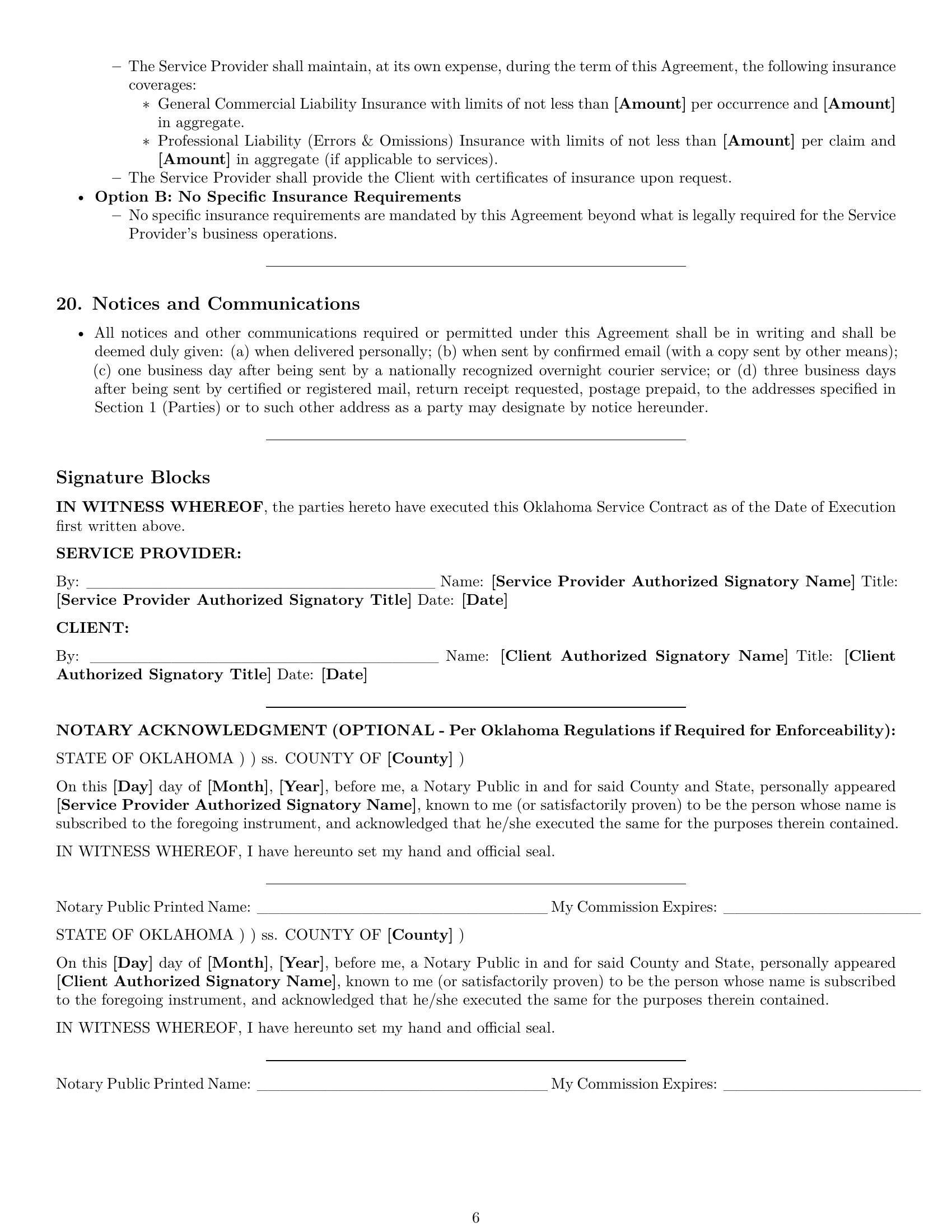 Preview page 6 of Pro Oklahoma service contract template