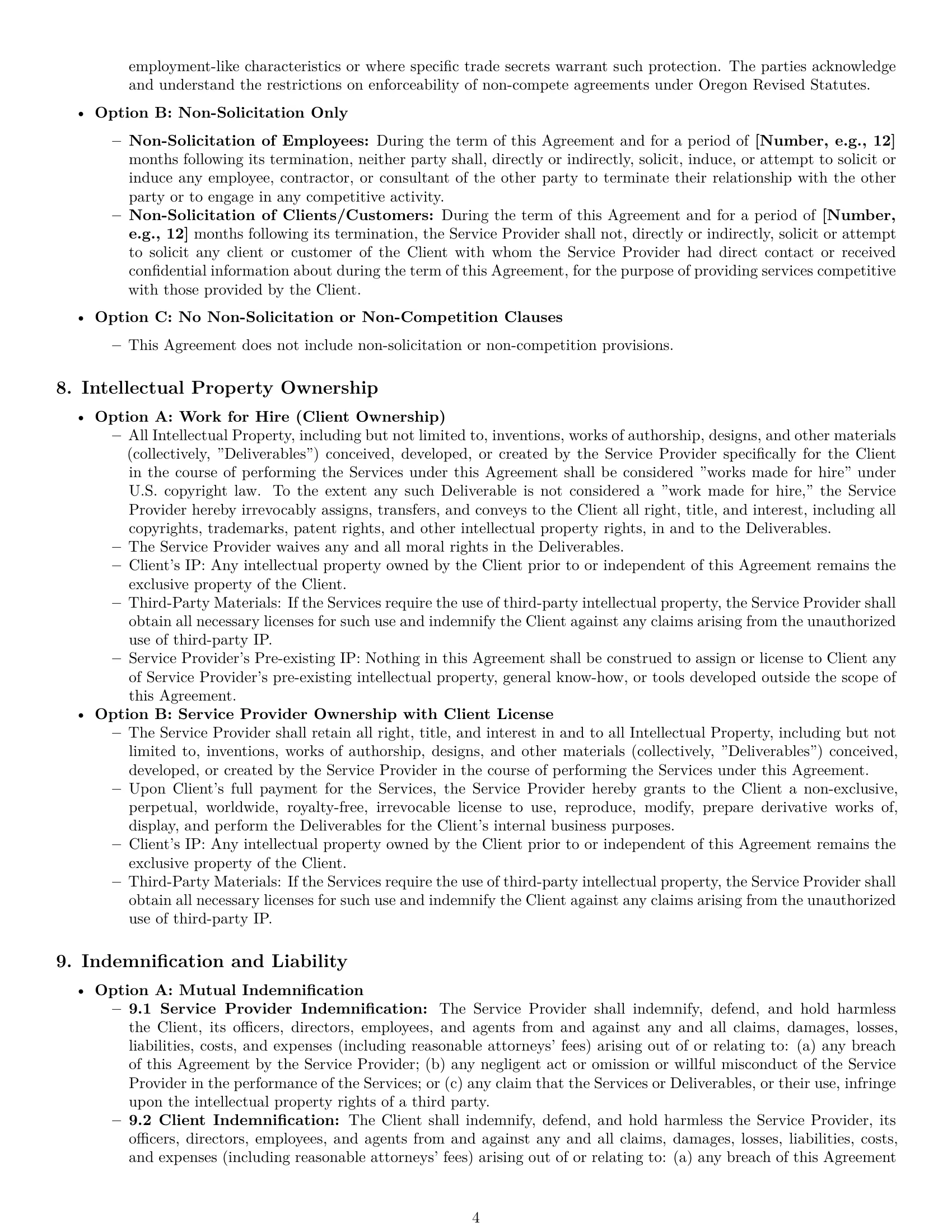 Preview page 4 of Pro Oregon service contract template