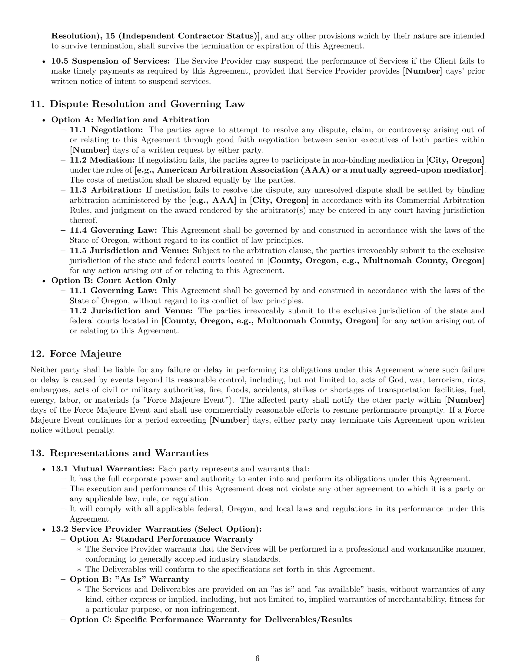 Preview page 6 of Pro Oregon service contract template