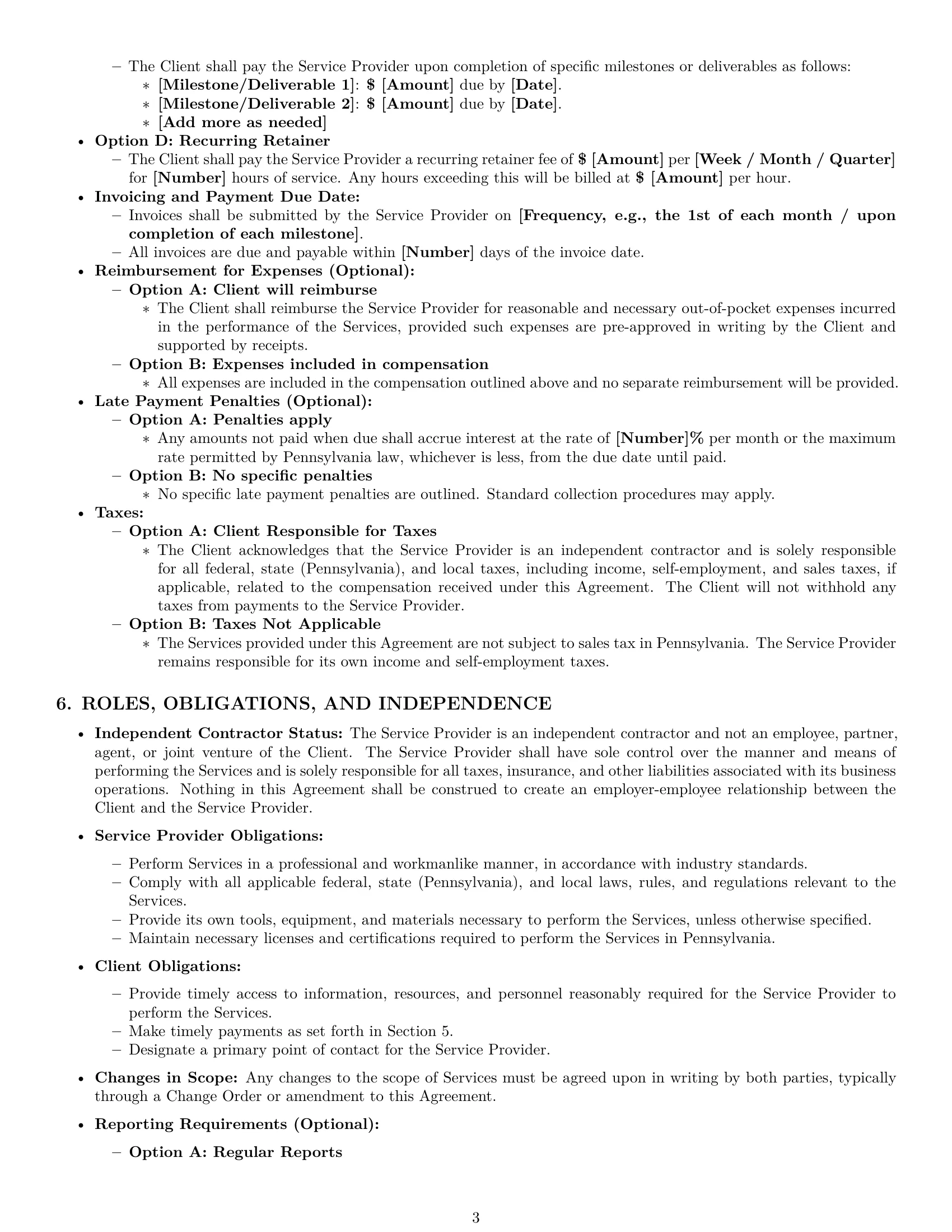 Preview page 3 of Pro Pennsylvania service contract template