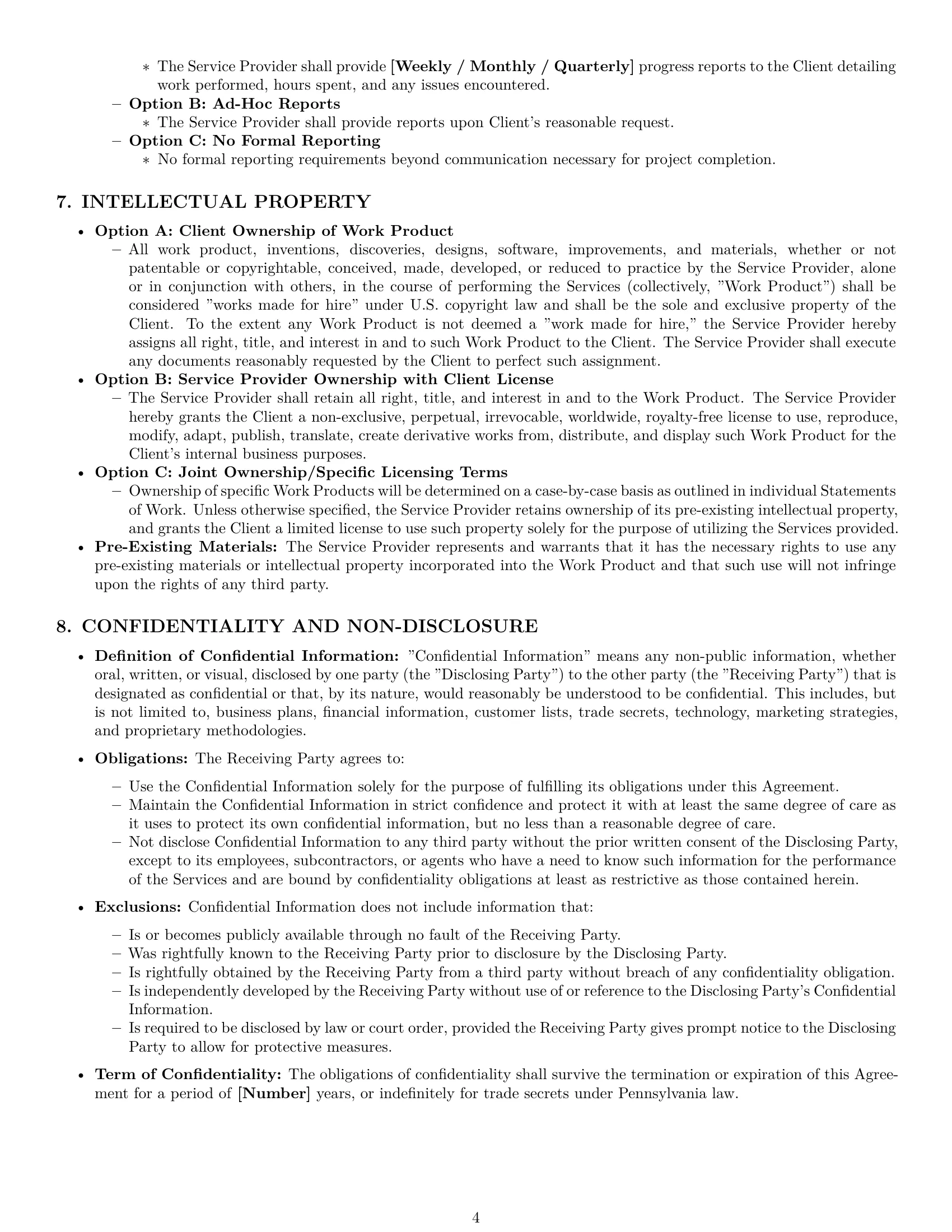 Preview page 4 of Pro Pennsylvania service contract template