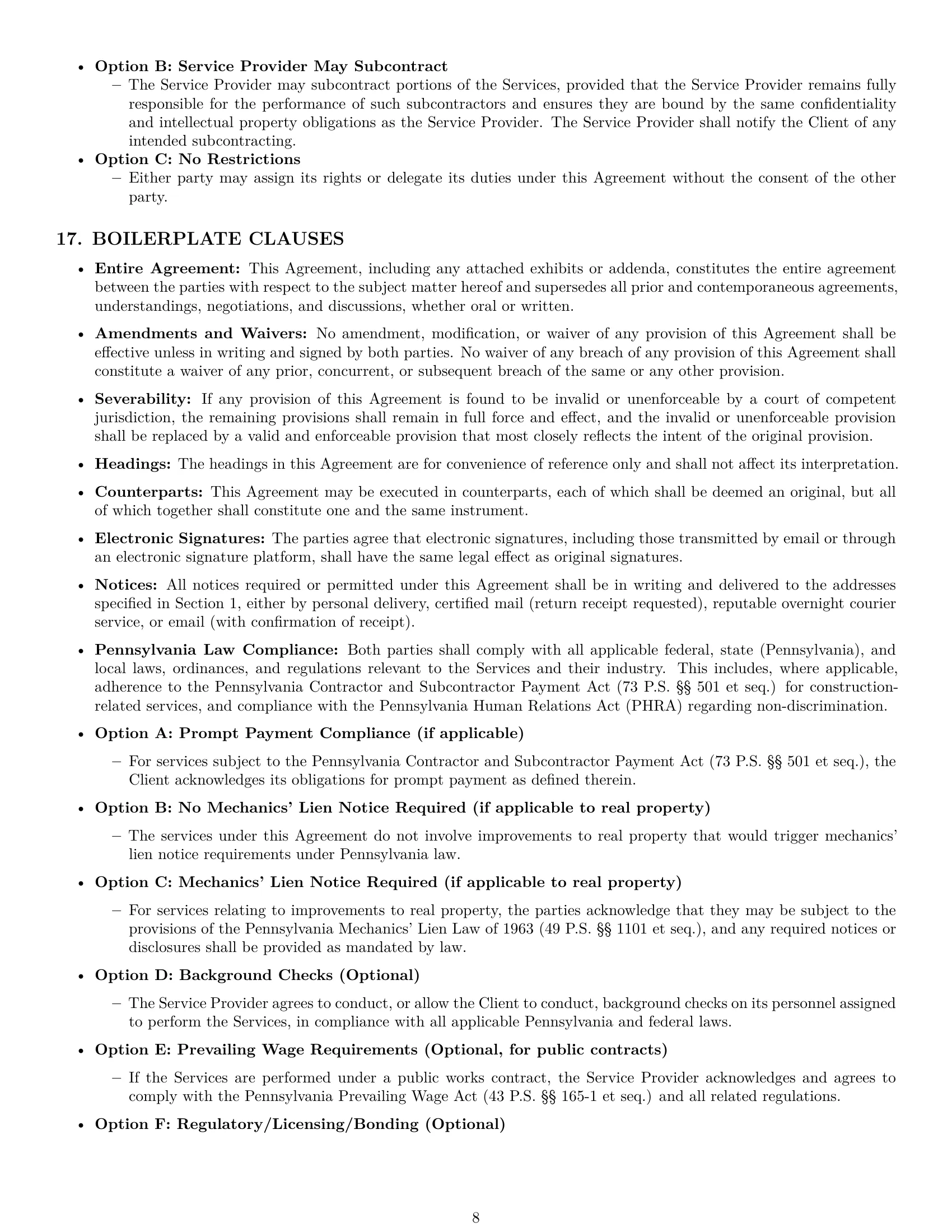 Preview page 8 of Pro Pennsylvania service contract template