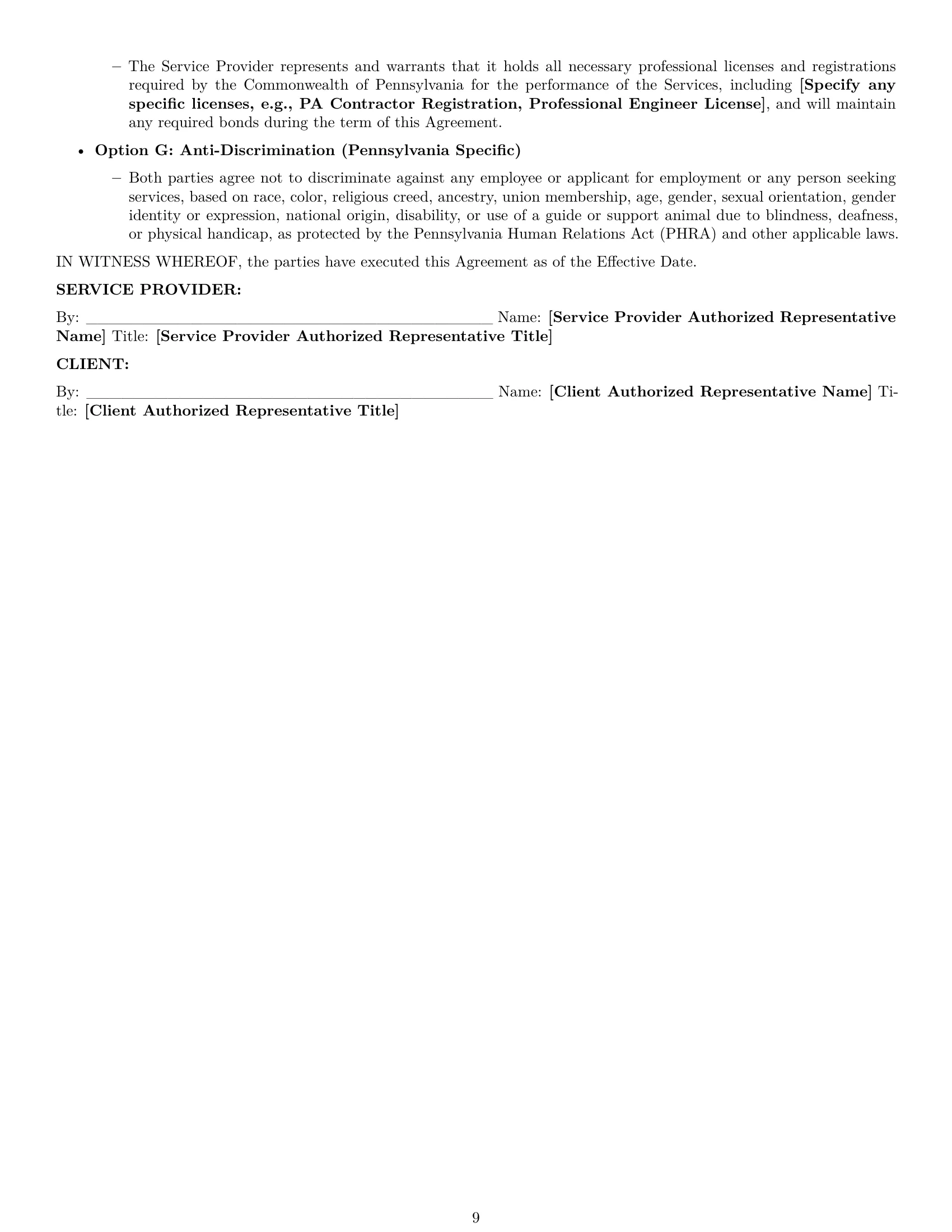 Preview page 9 of Pro Pennsylvania service contract template