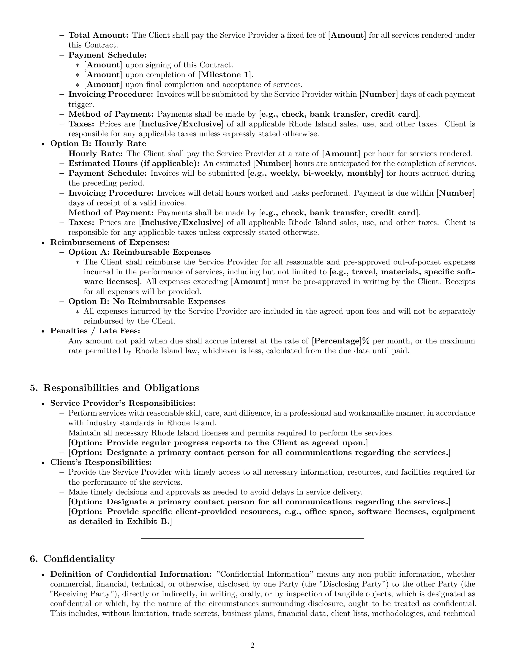 Preview page 2 of Pro Rhode Island service contract template