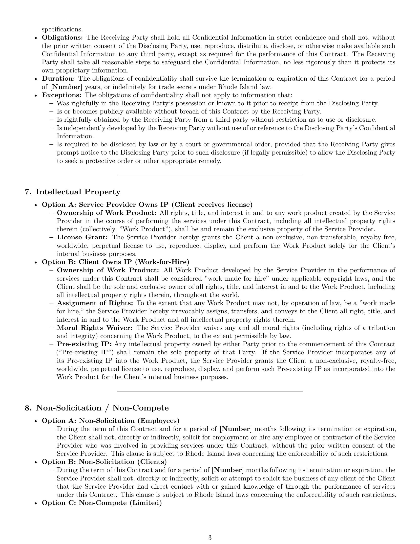 Preview page 3 of Pro Rhode Island service contract template