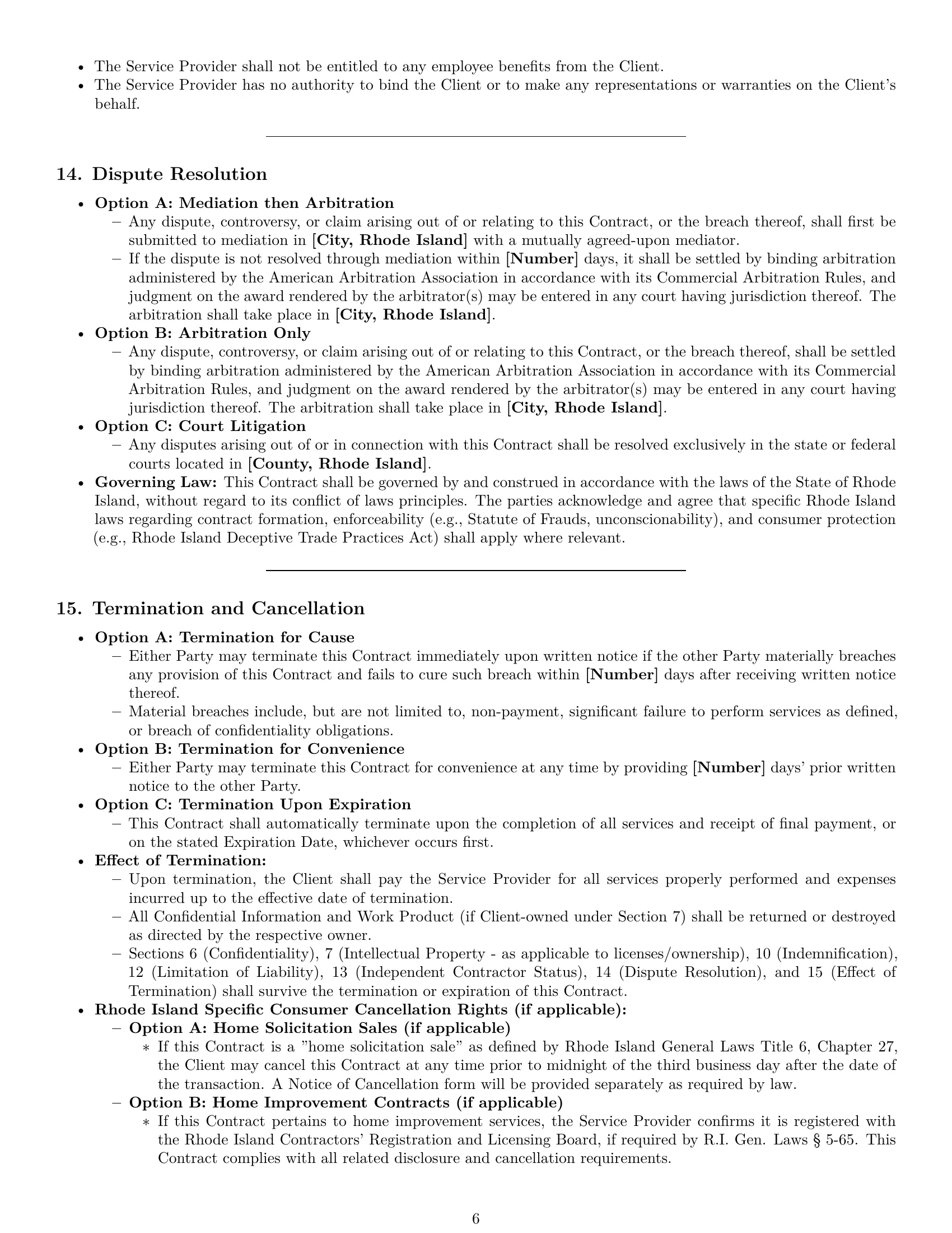 Preview page 6 of Pro Rhode Island service contract template