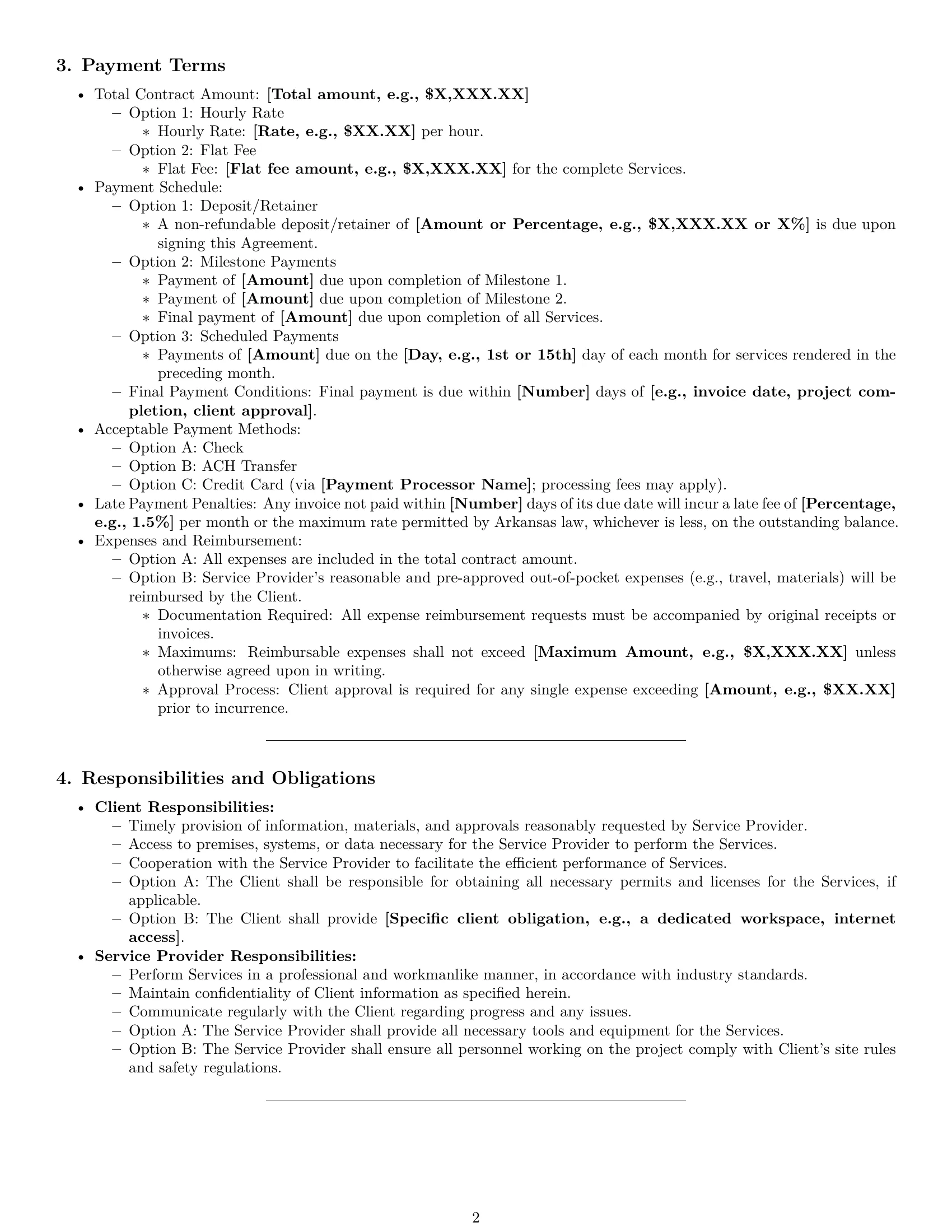 Preview page 2 of Pro Arkansas service contract template