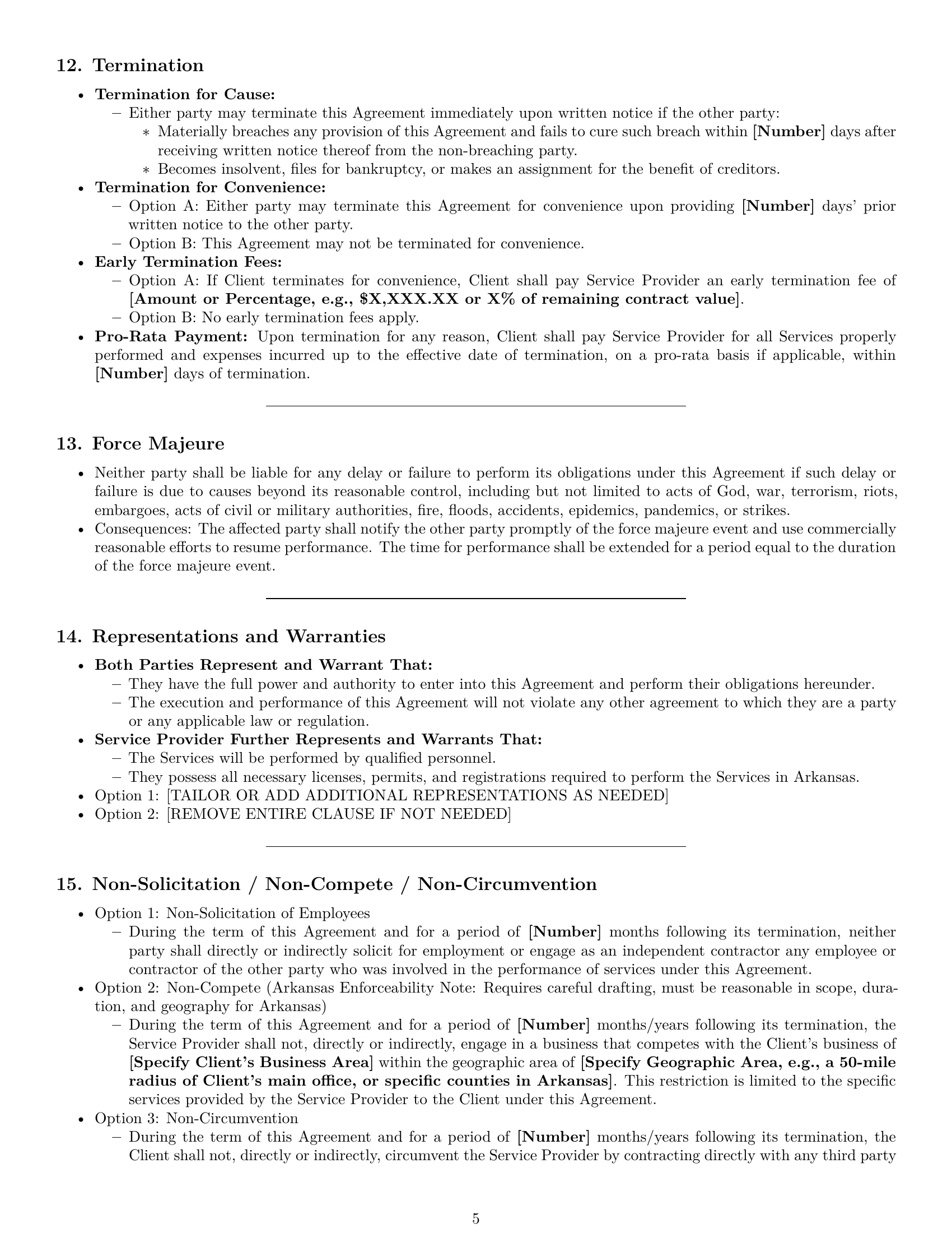 Preview page 5 of Pro Arkansas service contract template