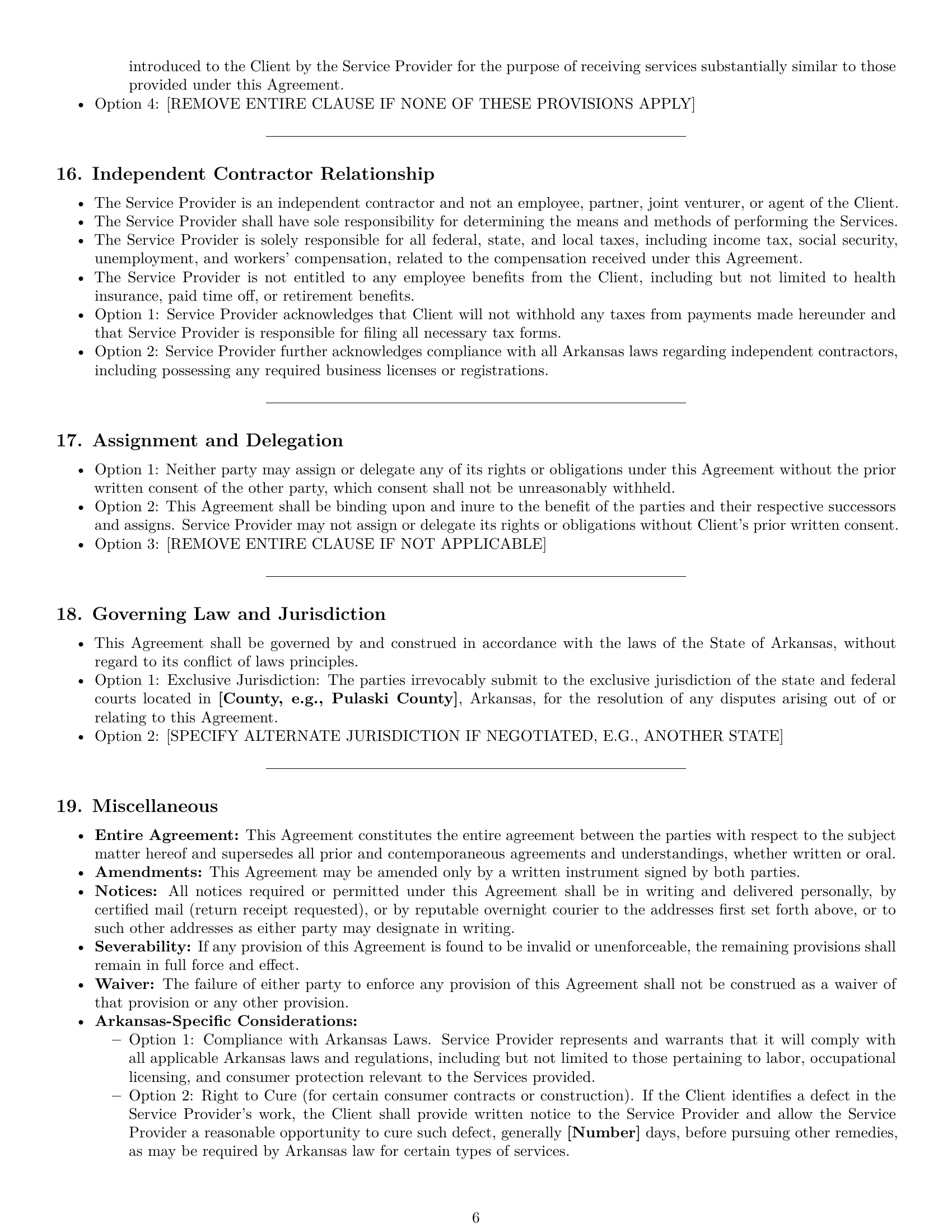 Preview page 6 of Pro Arkansas service contract template