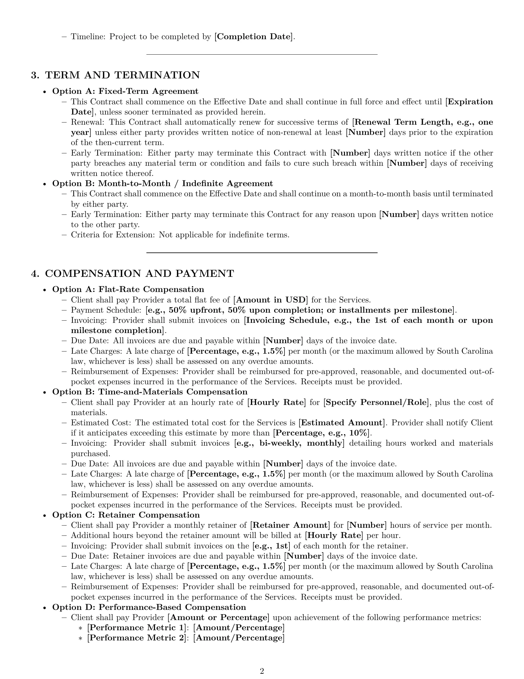 Preview page 2 of Pro South Carolina service contract template