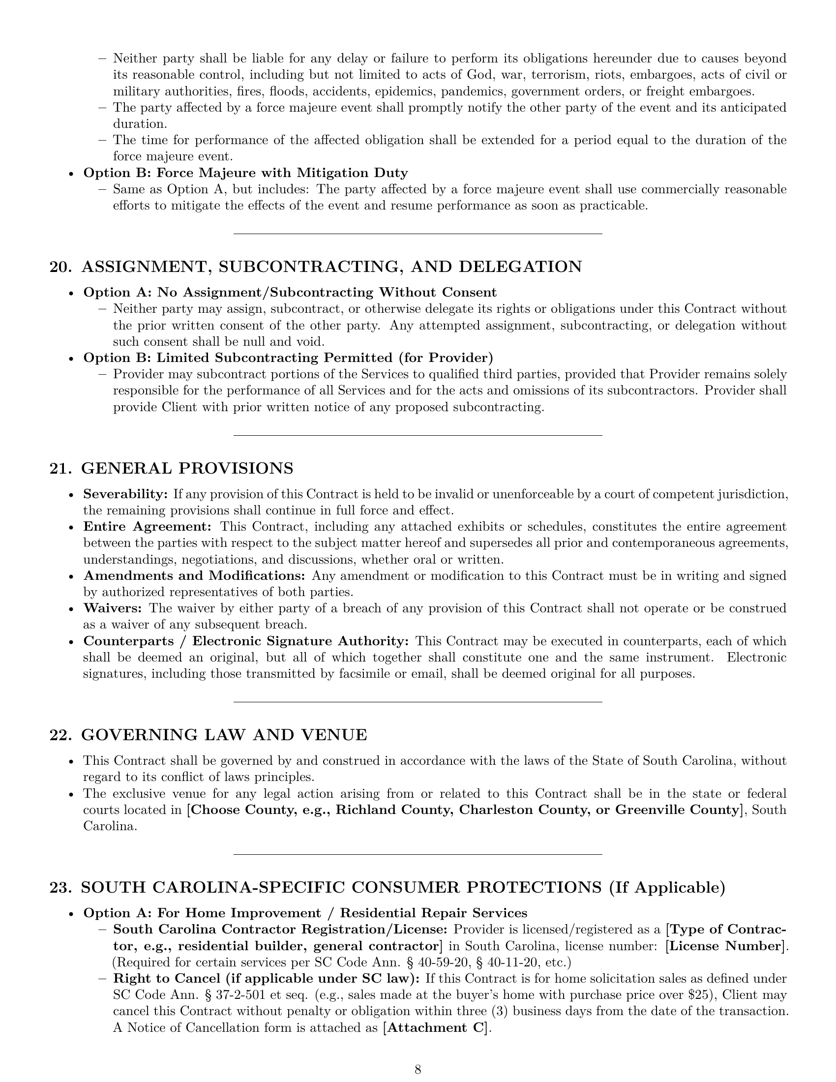 Preview page 8 of Pro South Carolina service contract template