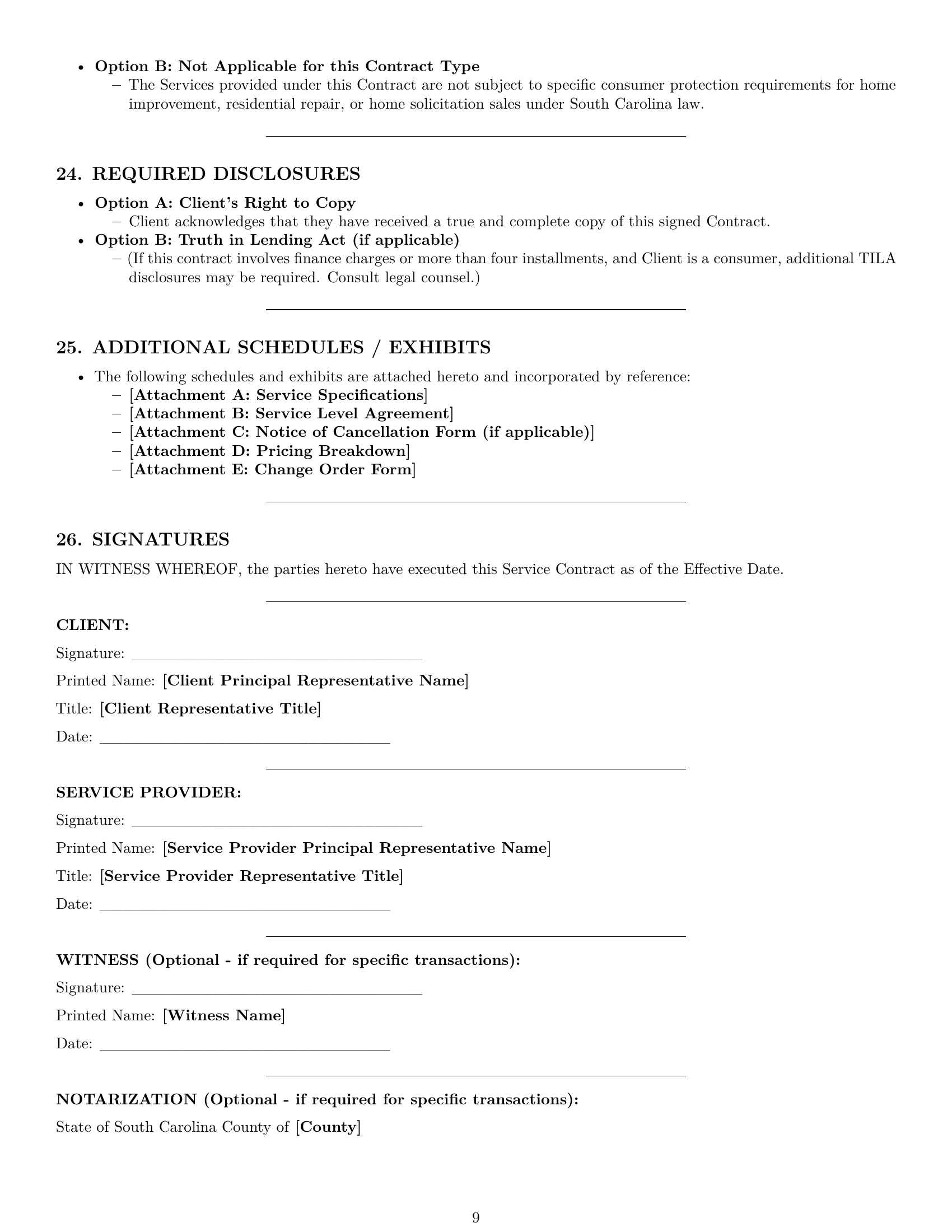 Preview page 9 of Pro South Carolina service contract template