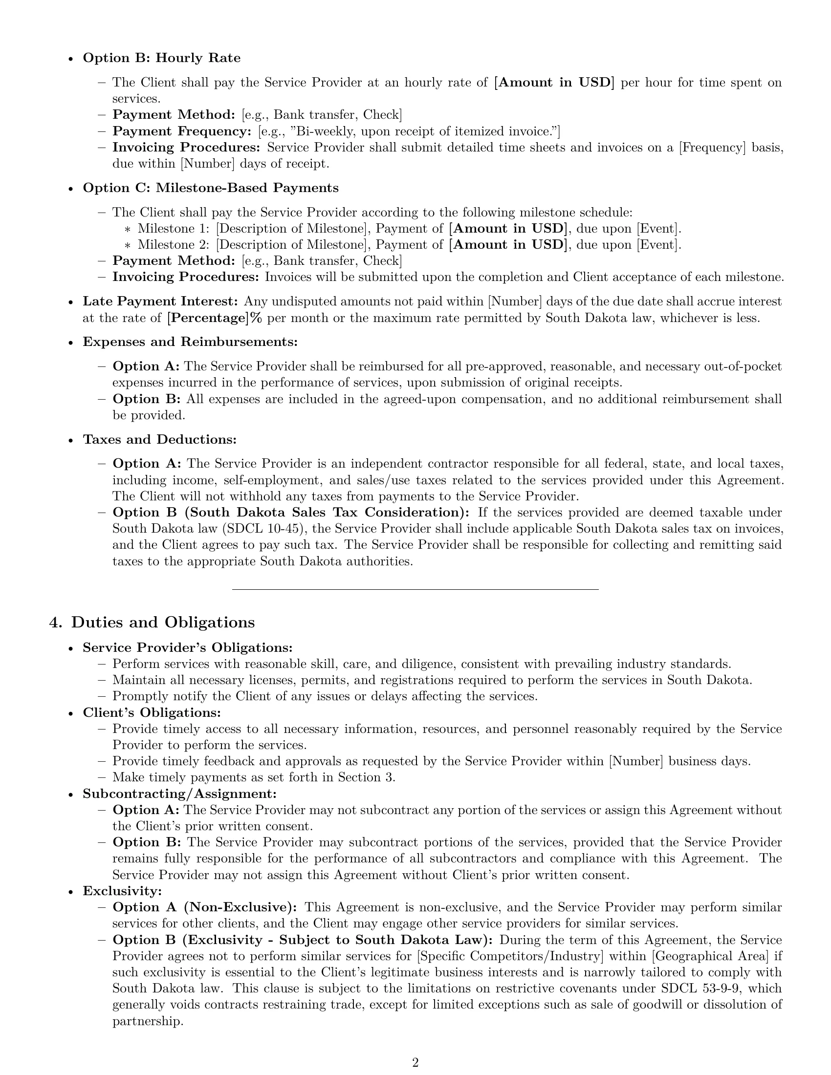 Preview page 2 of Pro South Dakota service contract template
