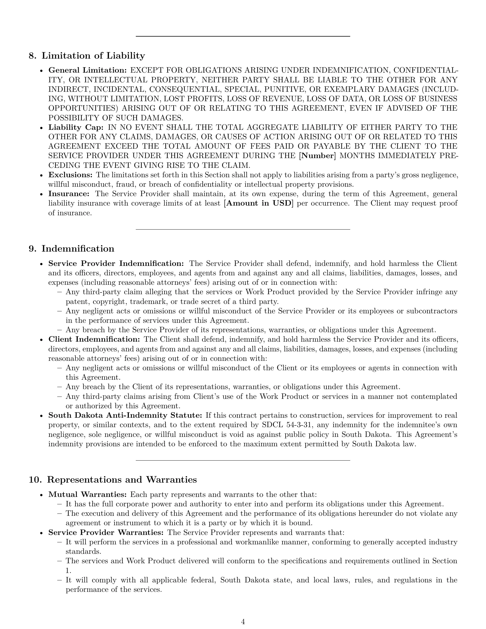 Preview page 4 of Pro South Dakota service contract template